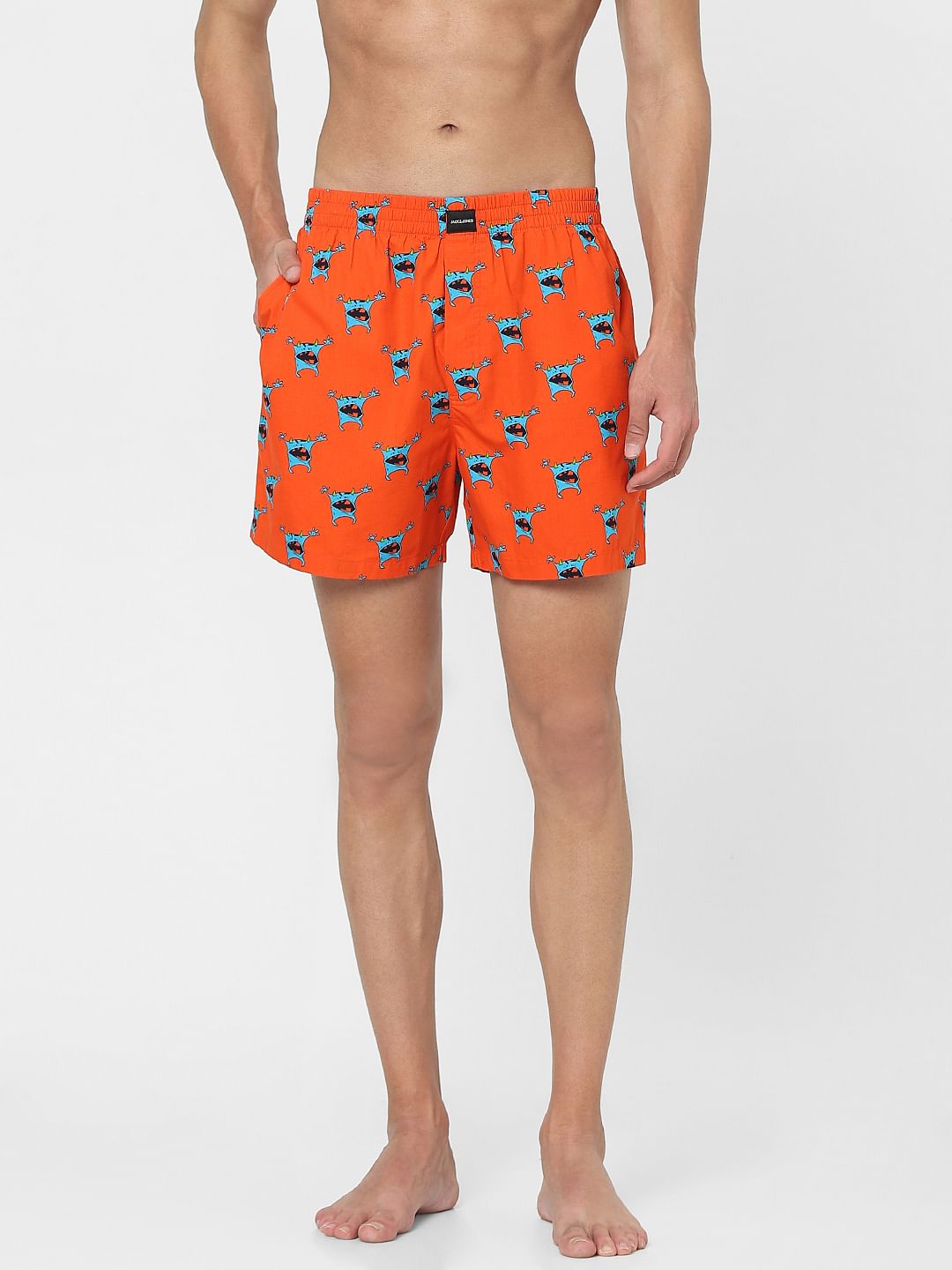 Orange Printed Boxers - S