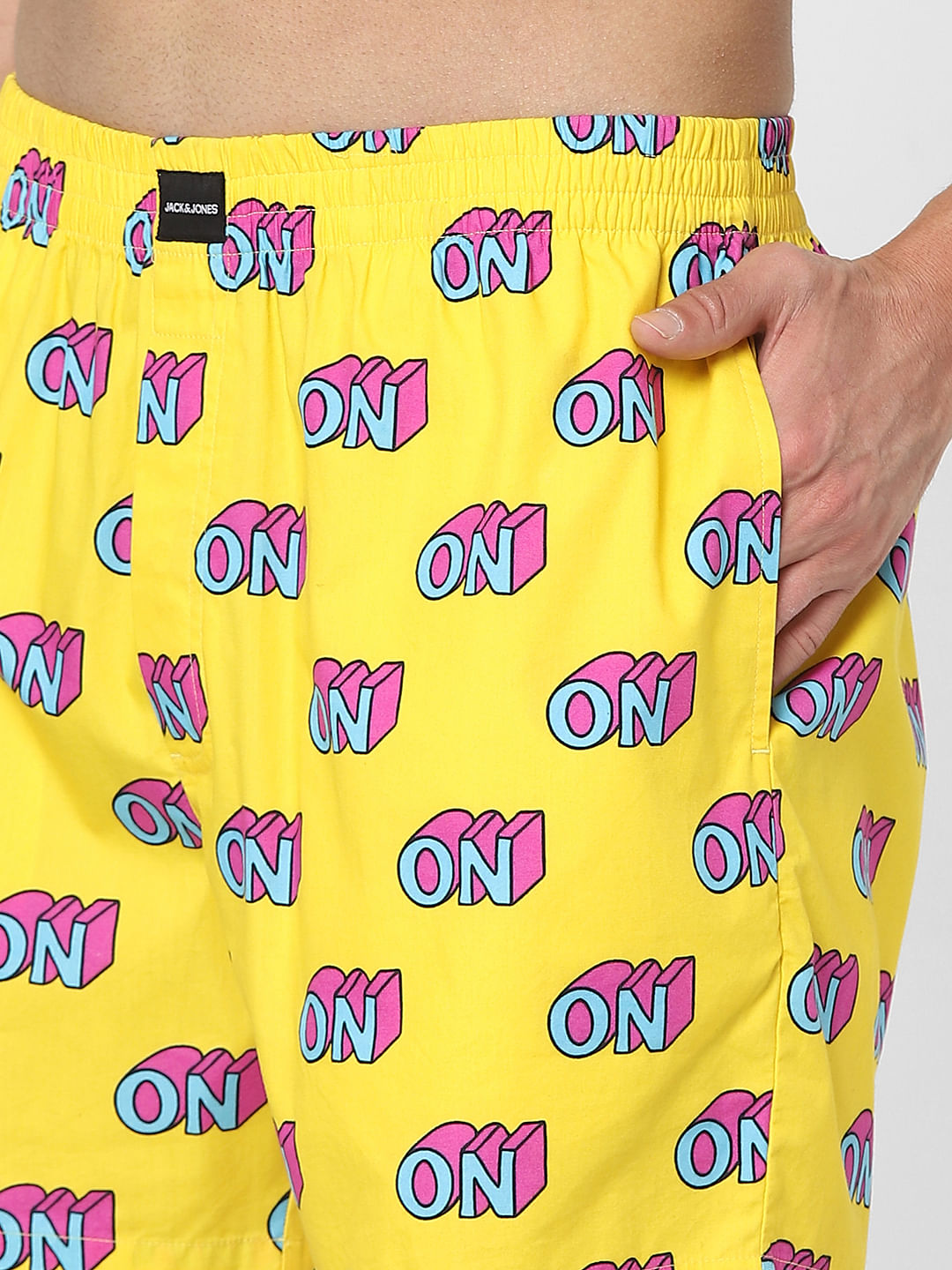Yellow Text Print Boxers