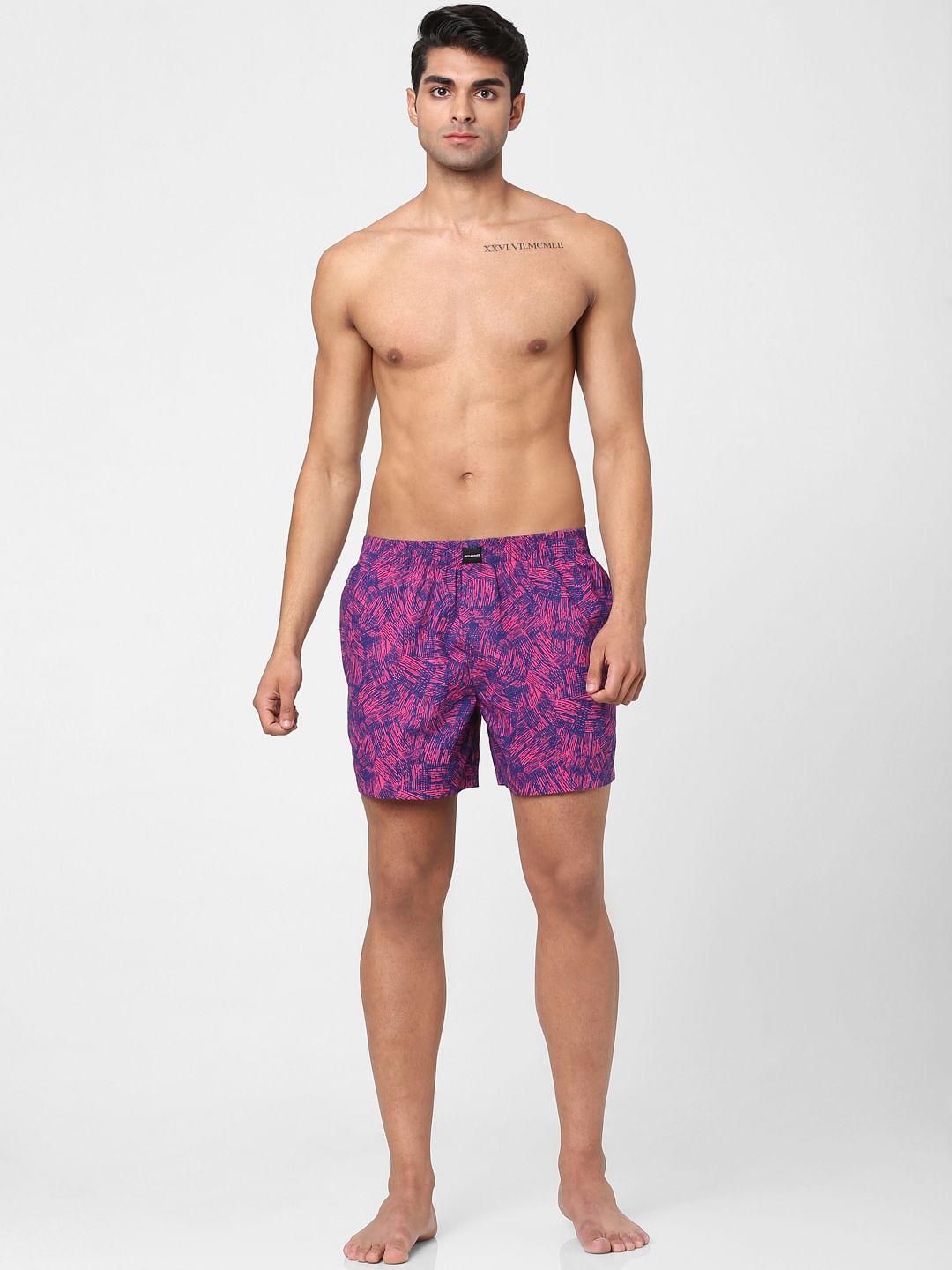 Purple Brush Stroke Print Boxers - S