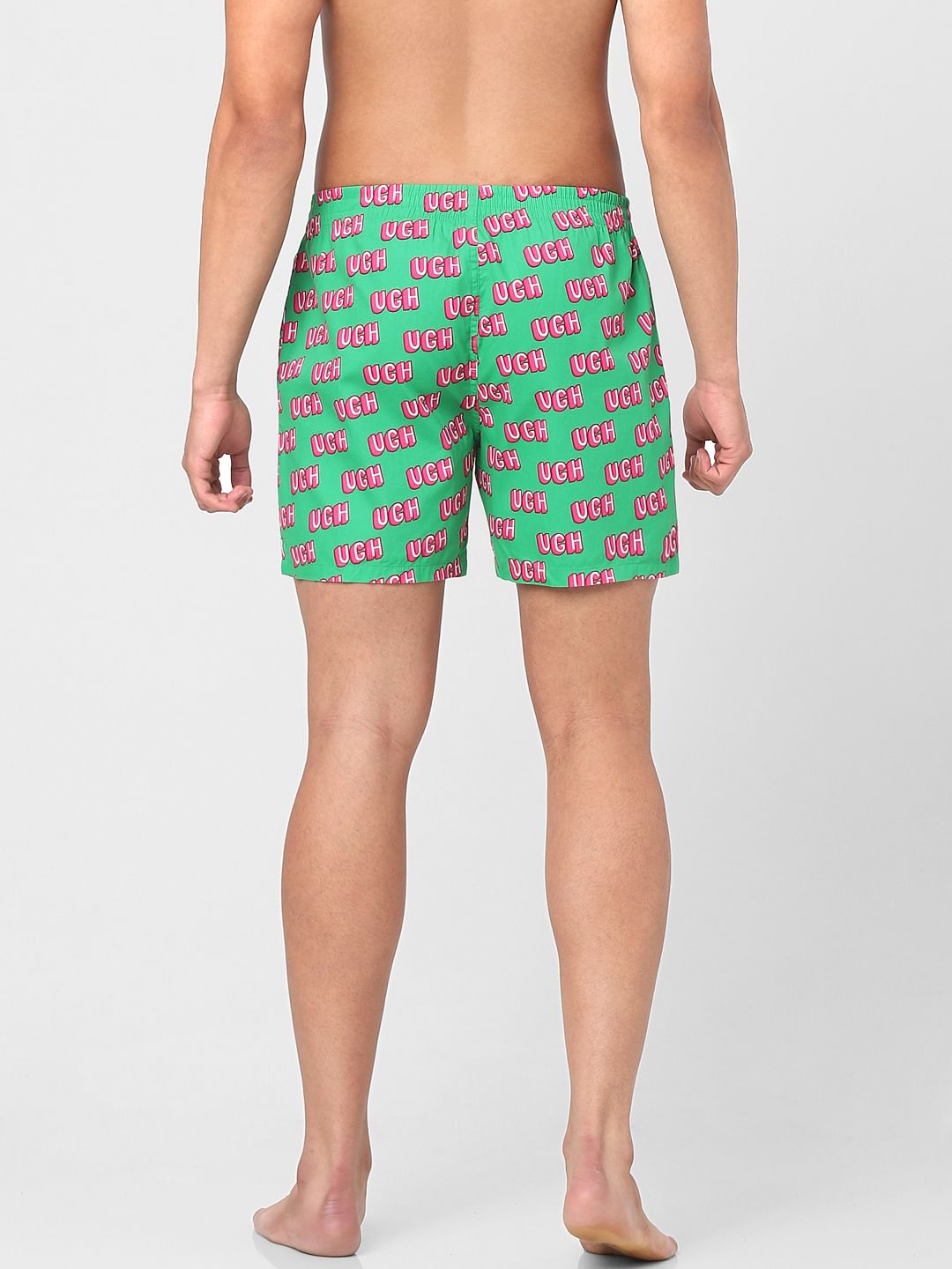 Green Text Print Boxers
