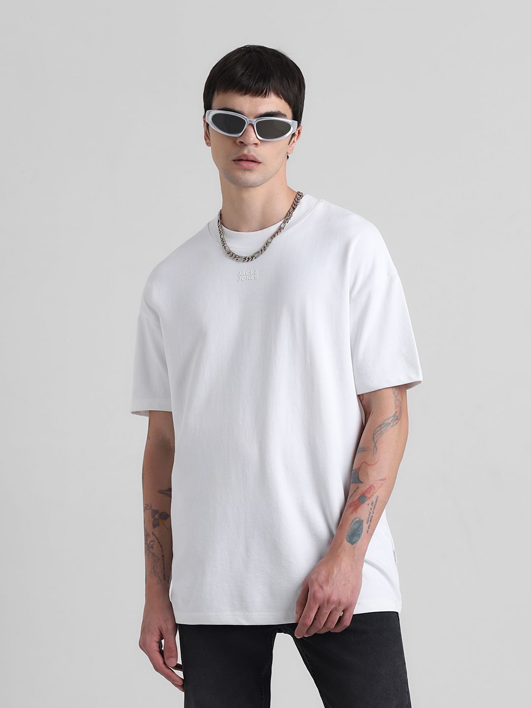 Knitted Crew Neck T-shirt - White - XS