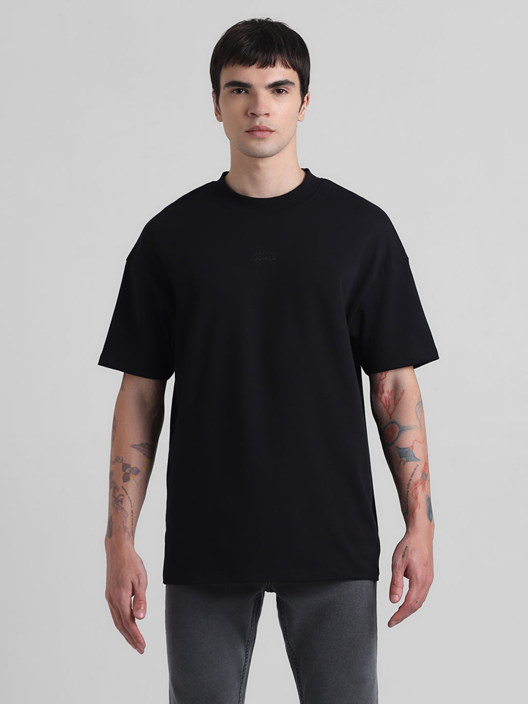 Buy Knitted Crew Neck T-shirt - Black for Mens Online at