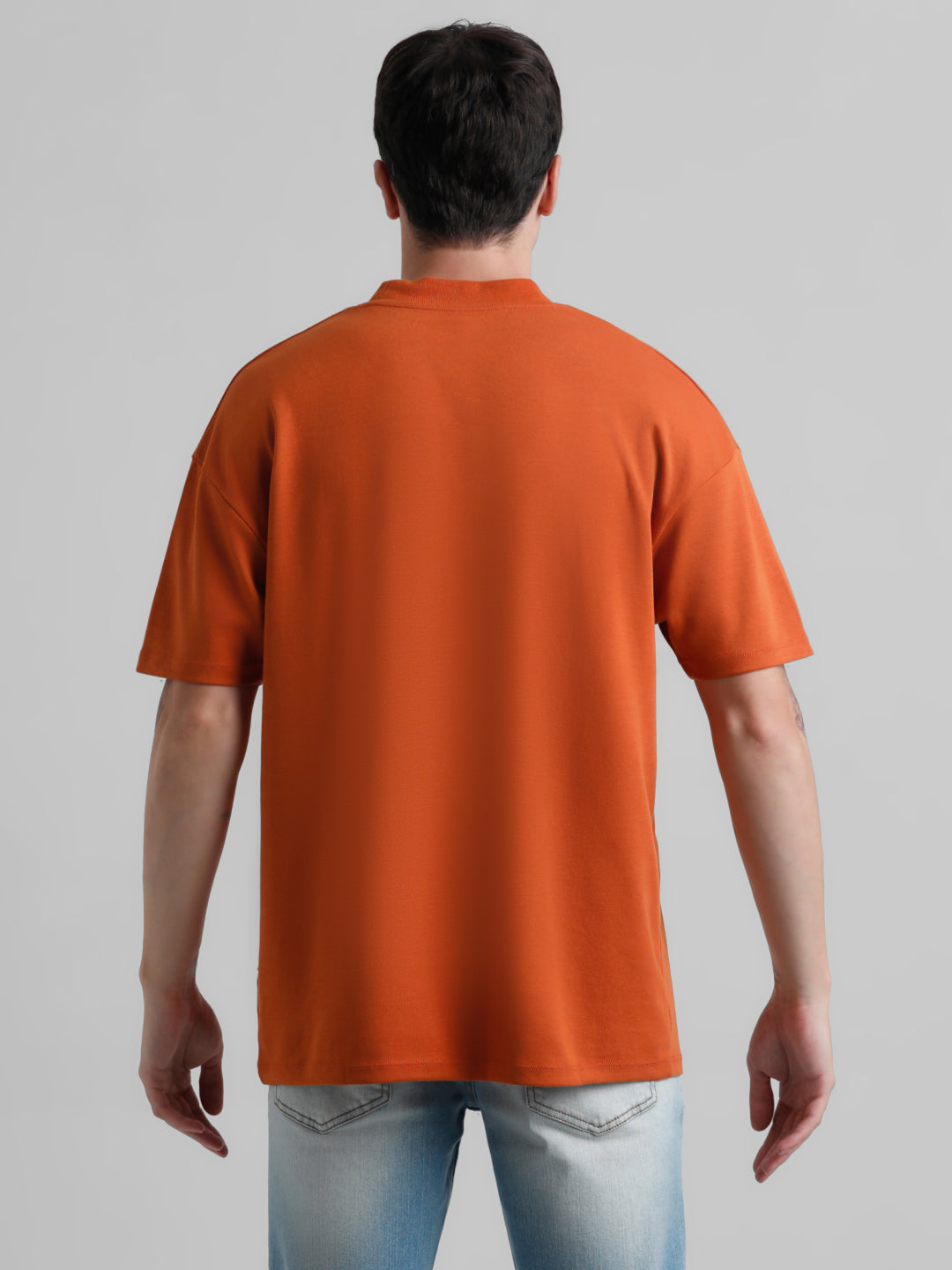 Knitted Crew Neck T-shirt - Orange