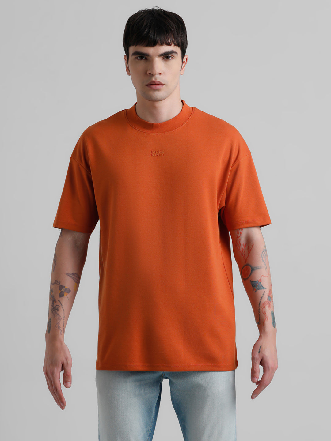 Buy Knitted Crew Neck T-shirt - Orange for Mens Online at