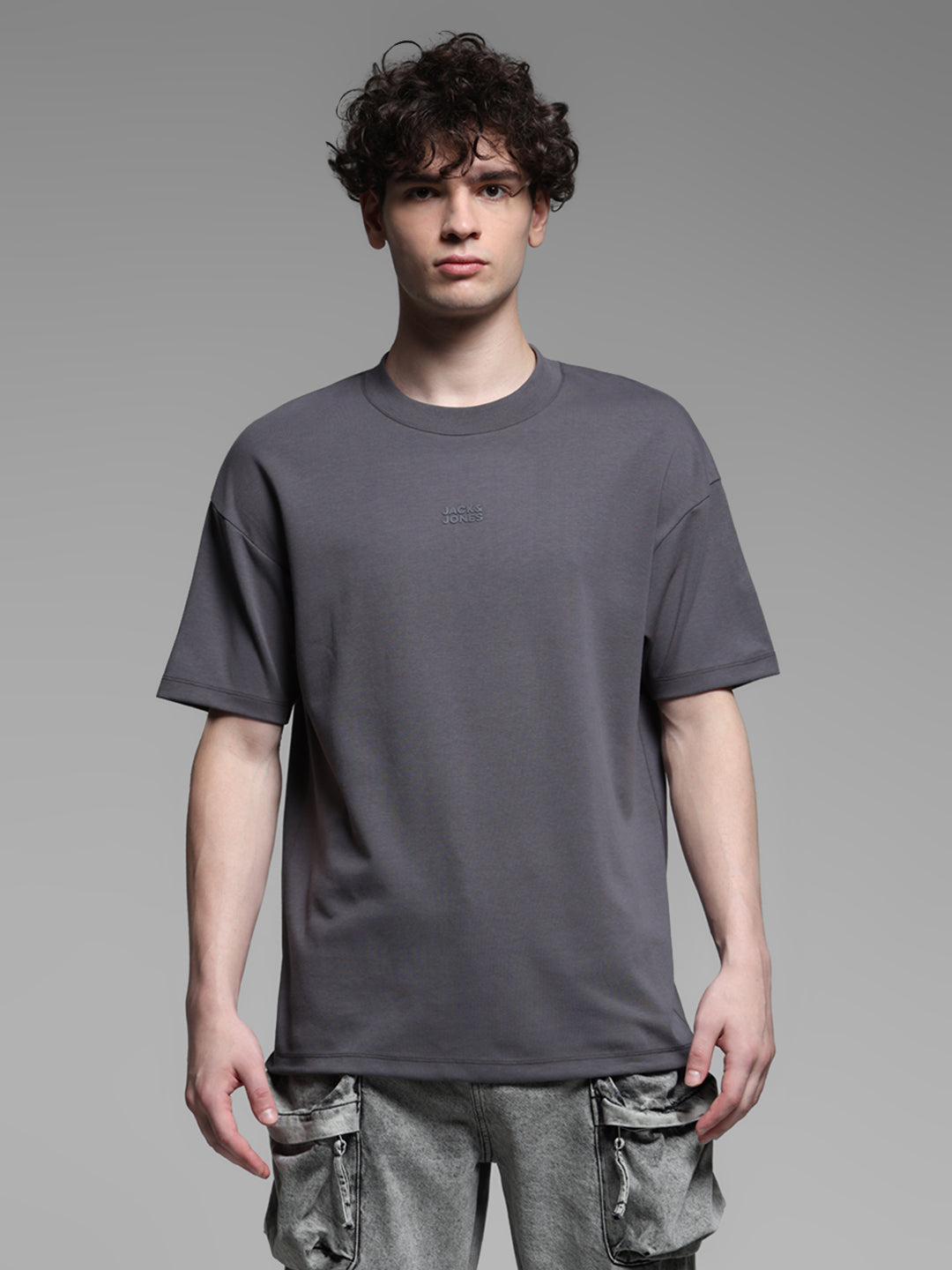 Tシャツ・カットソー Rakki T-shirts Grey Buy Knitted Crew Neck T-shirt - Grey for Mens Online at