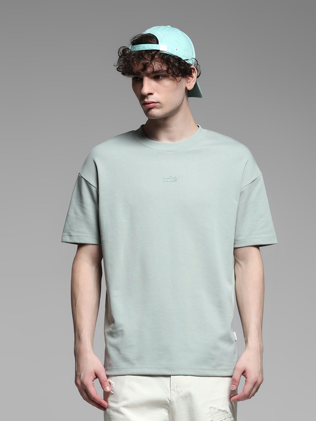 Knitted Crew Neck T-shirt - Green - XS