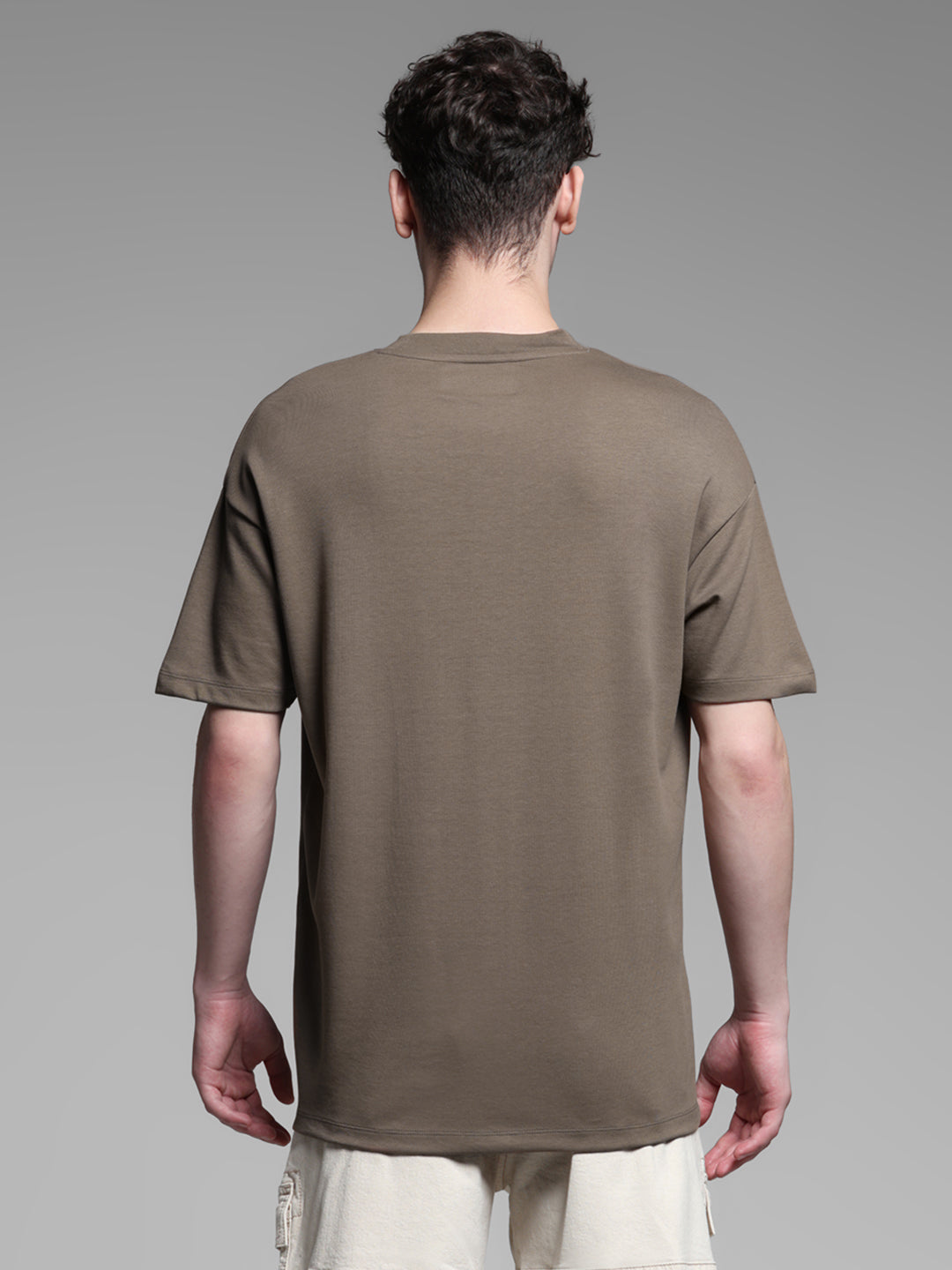 Knitted Crew Neck T-shirt - Brown
