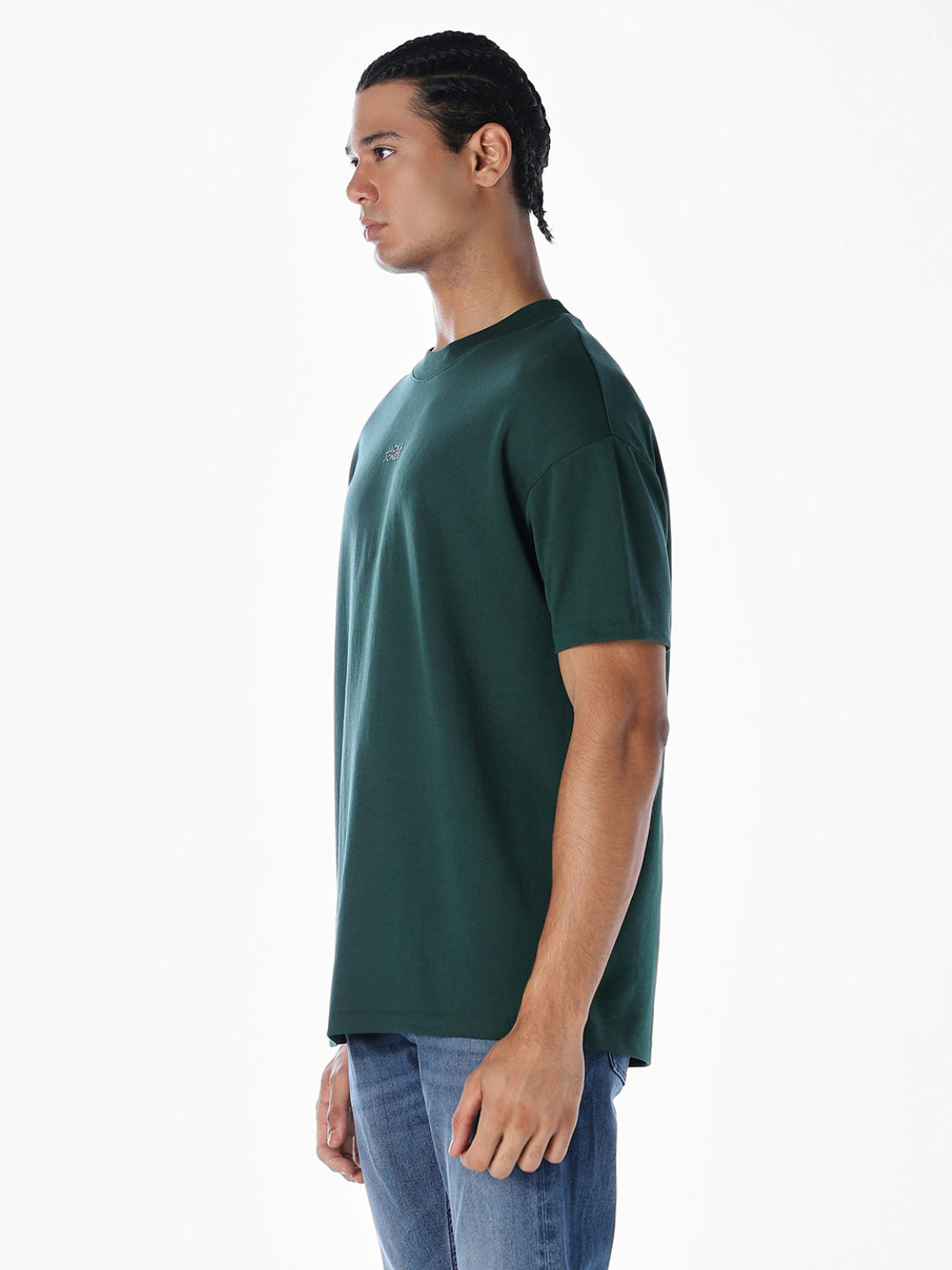 Logo Text Oversized Knit T-shirt - Dark Green