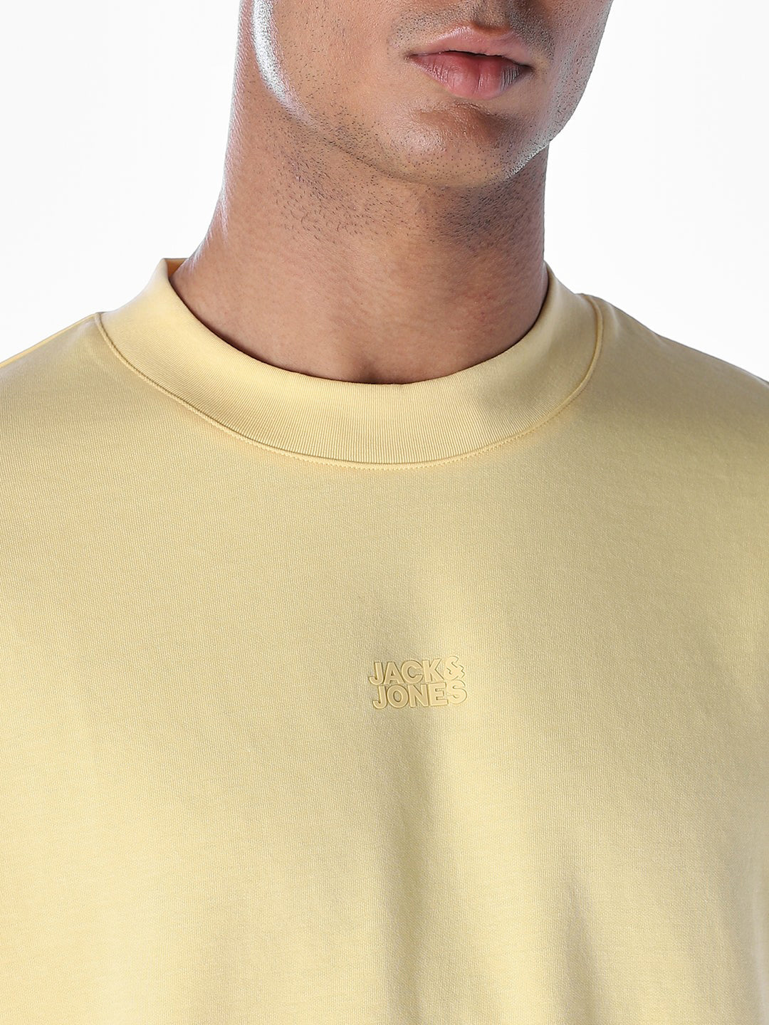 Logo Text Oversized Knit T-shirt - Yellow
