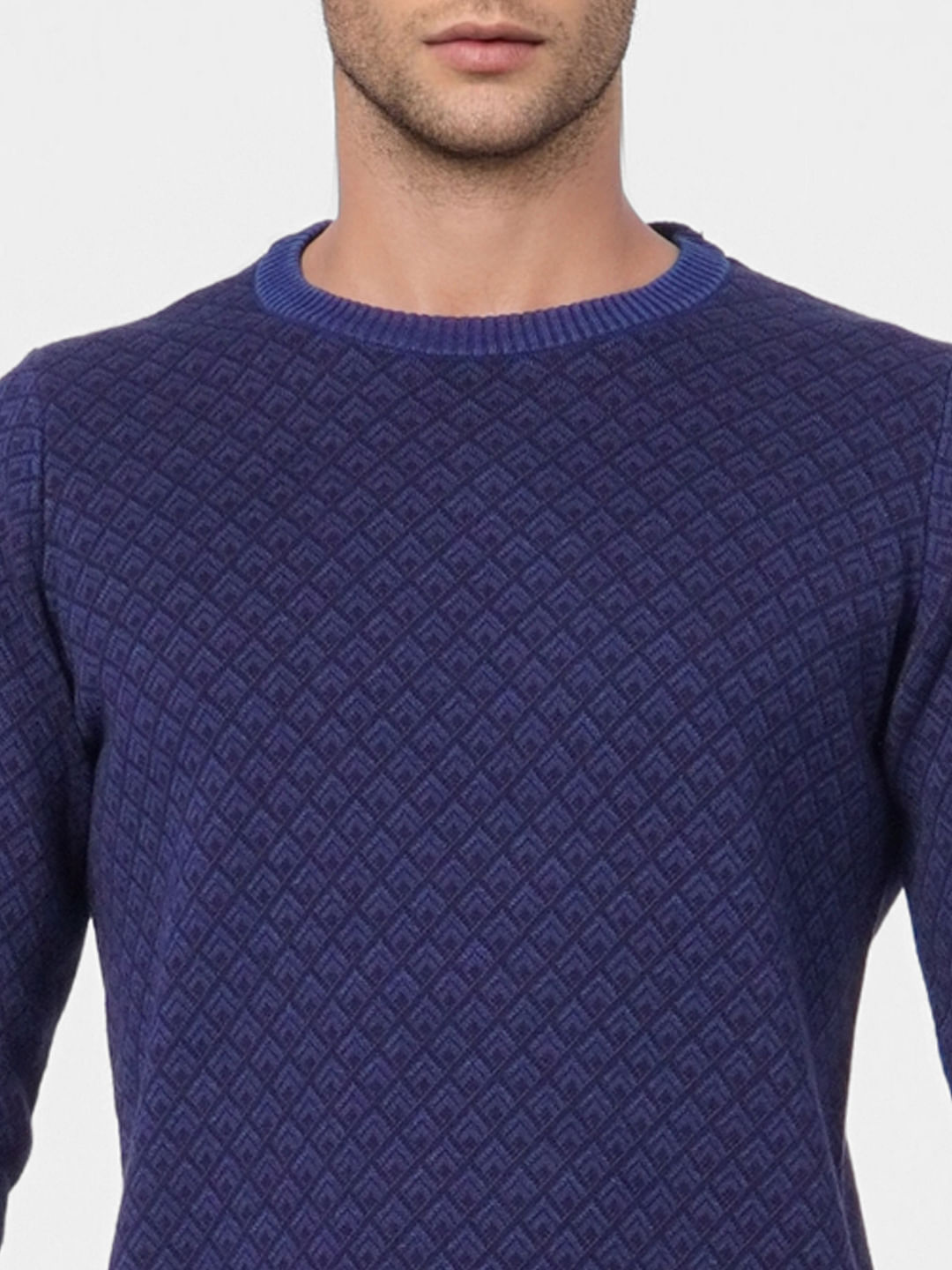 Blue Printed Knit Pullover
