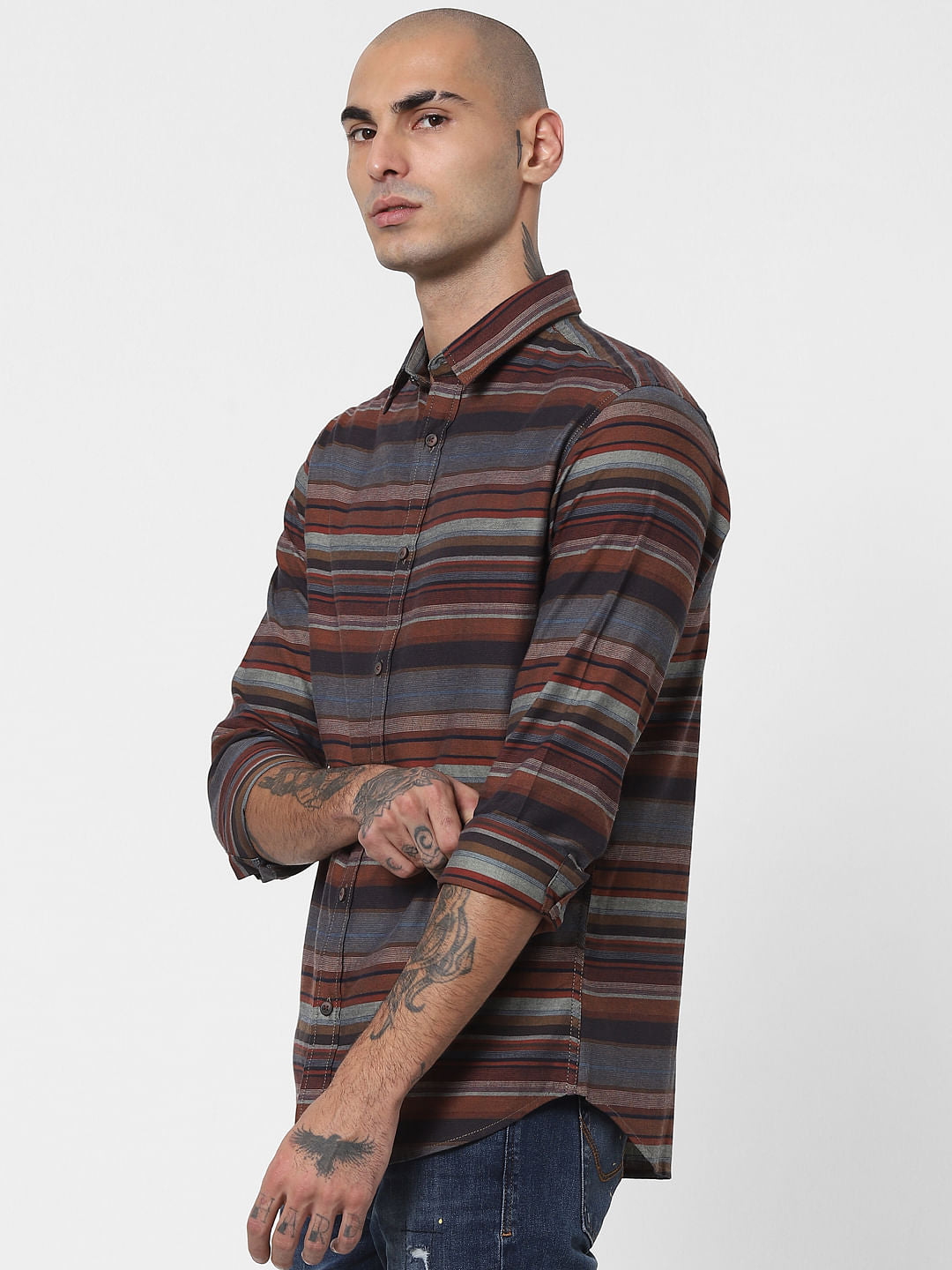 Red Striped Full Sleeves Shirt