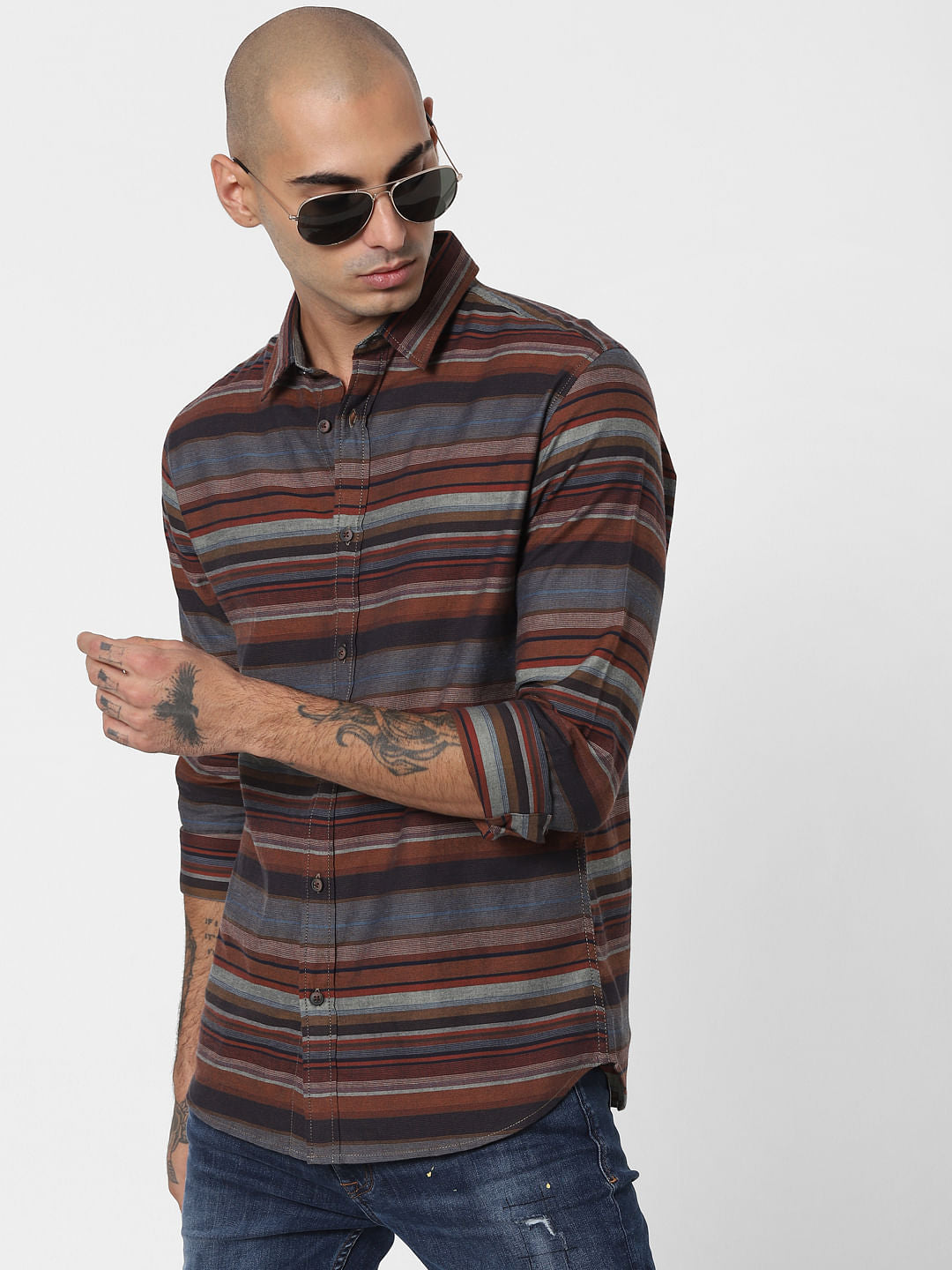 Red Striped Full Sleeves Shirt