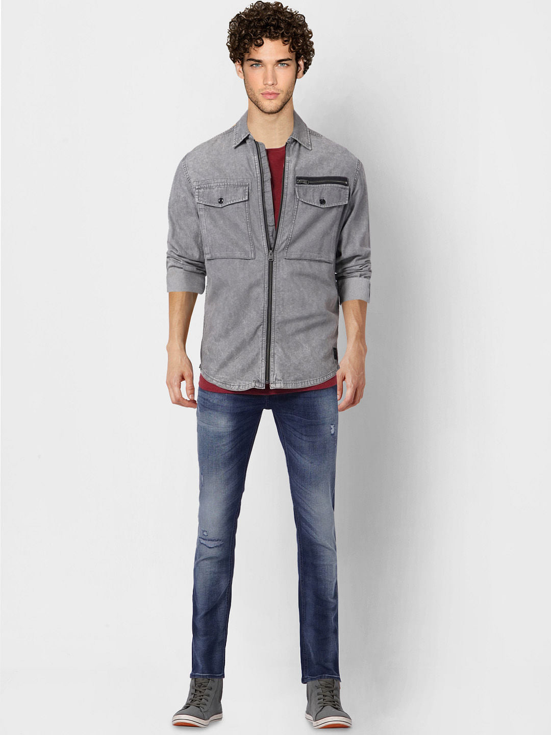 Blue Mid Rise Clark Regular Fit Jeans