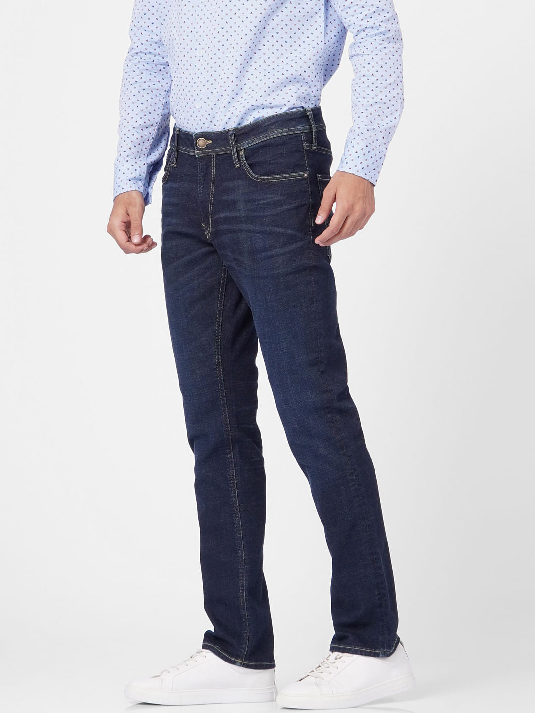 Blue Mid Rise Clark Regular Fit Jeans