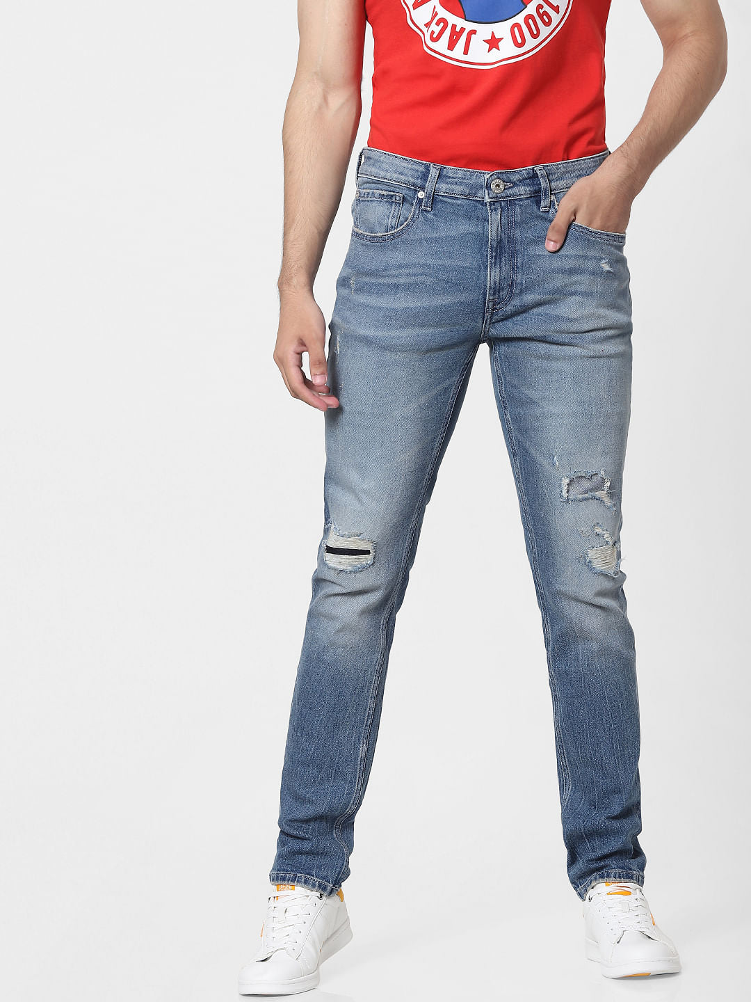 Blue Low Rise Glenn Slim Jeans
