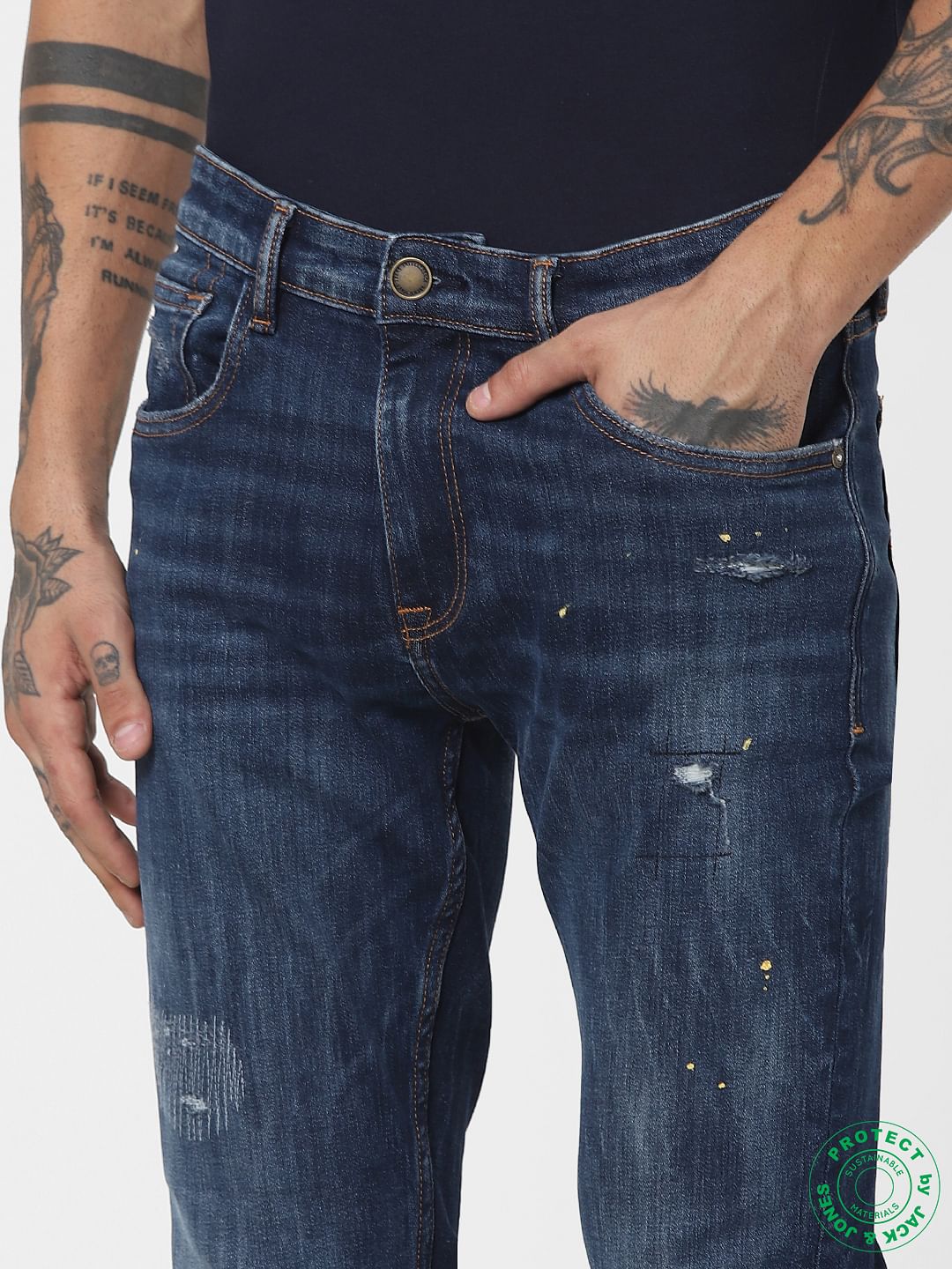 Blue Low Rise Ripped Liam Skinny Jeans