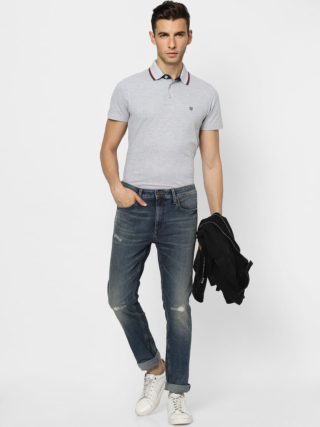 Blue Low Rise Liam Skinny Torn Jeans - 28/30