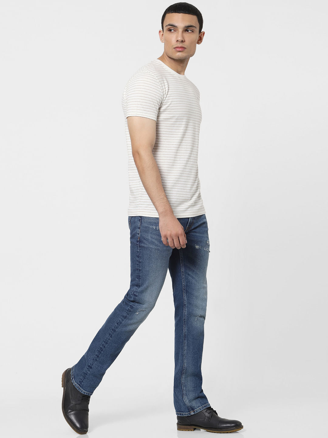 Blue Mid Rise Clark Ripped Regular Jeans - 28/30
