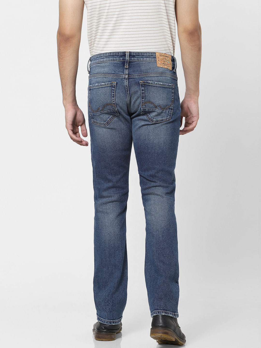 Blue Mid Rise Clark Ripped Regular Jeans