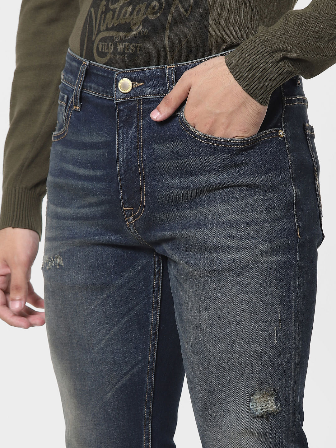 Blue Low Rise Glenn Slim Jeans