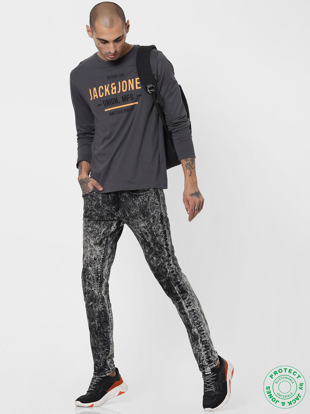 Black Low Rise Heavy Washed Liam Skinny Jeans - 28/30