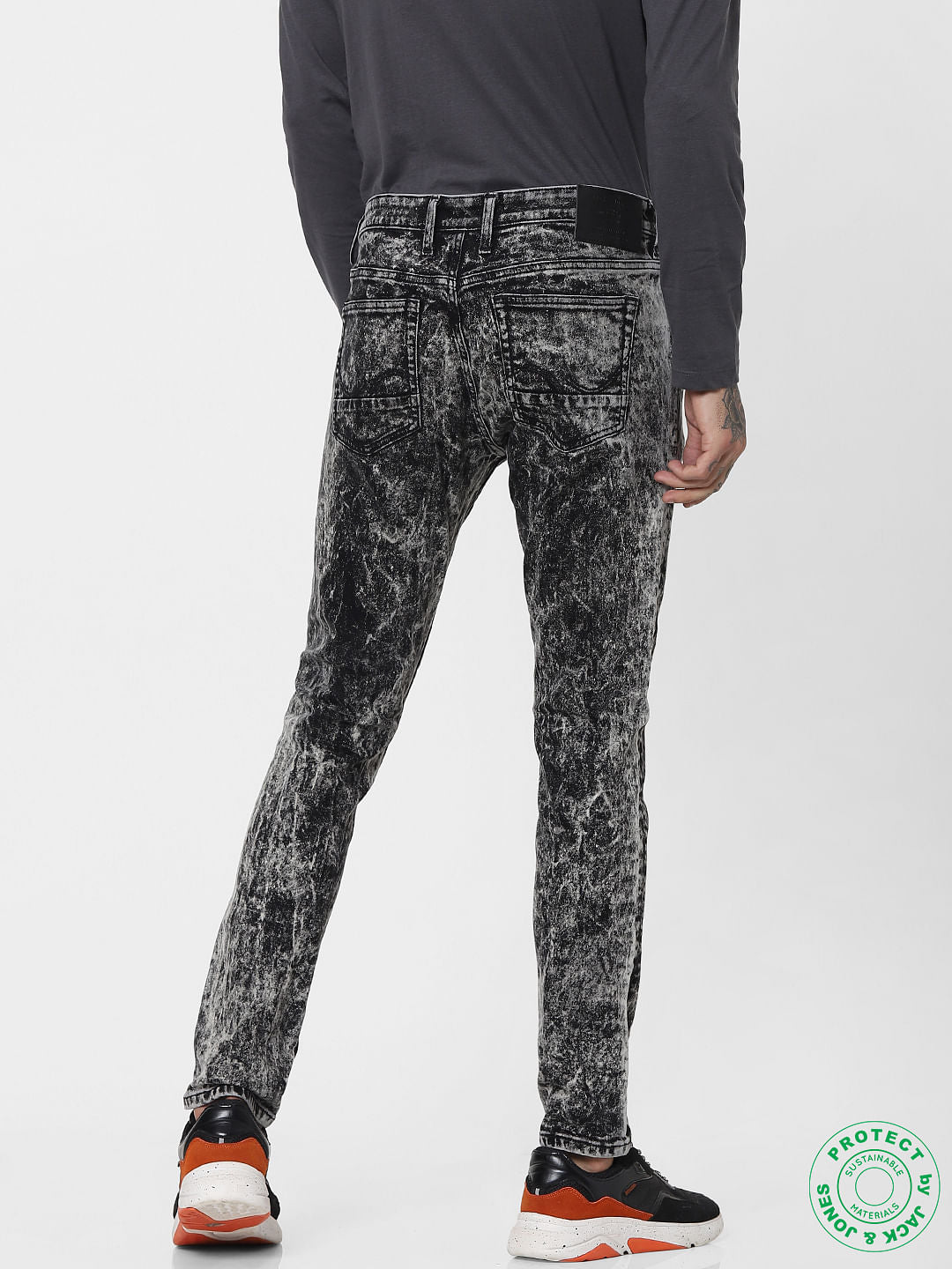 Black Low Rise Heavy Washed Liam Skinny Jeans