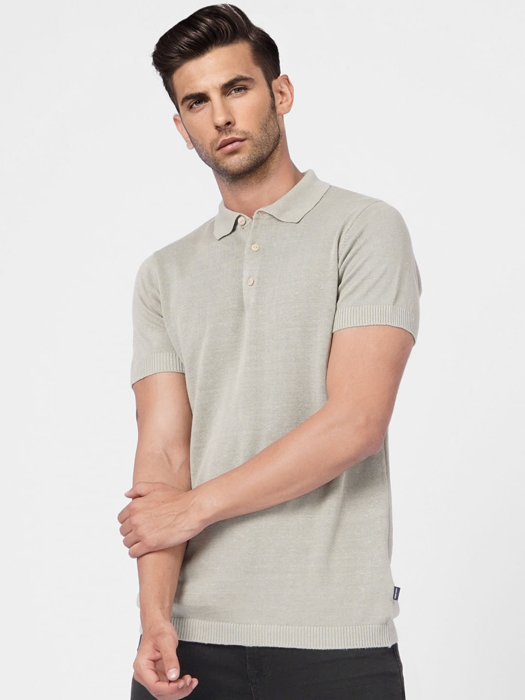 Light Green Linen Polo