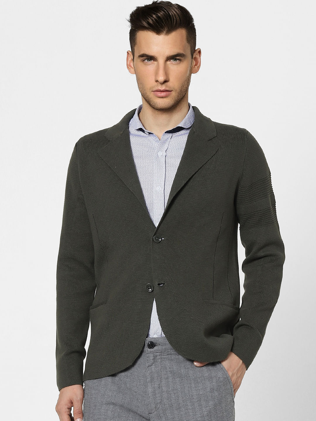 Dark Green Shawl Collar Blazer - S