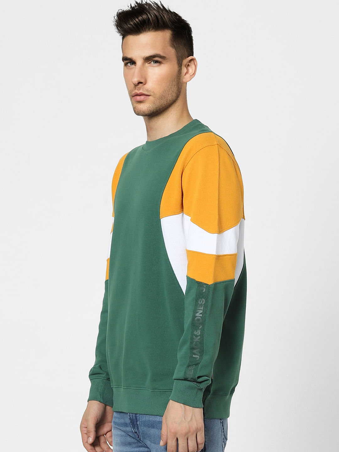 Green Colourblocked Sweatshirt