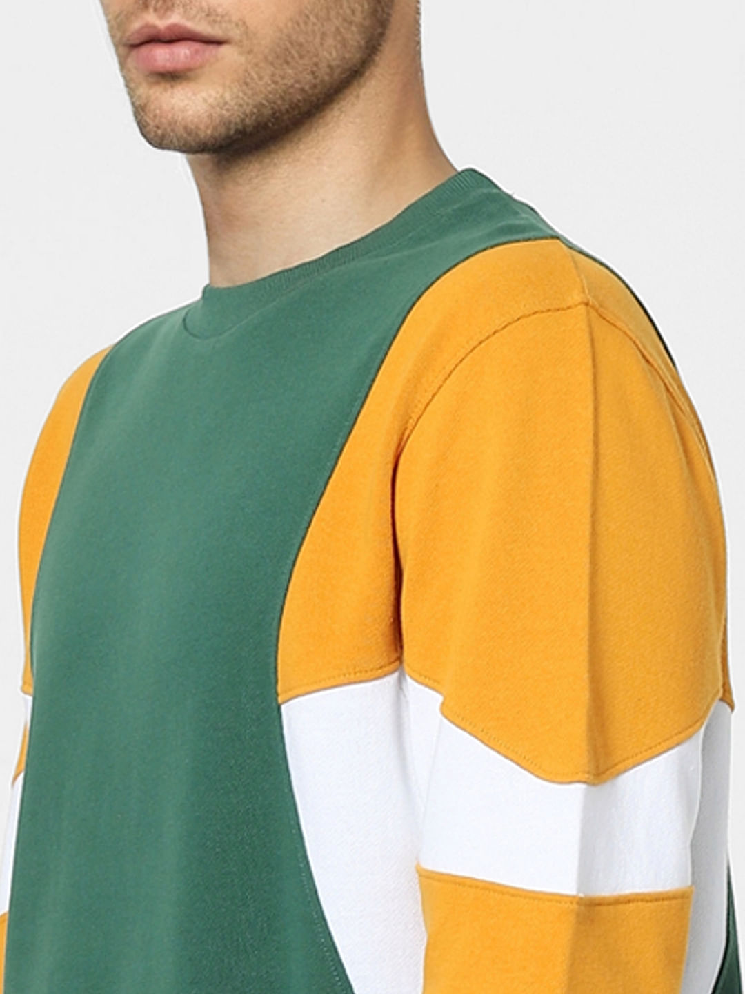 Green Colourblocked Sweatshirt