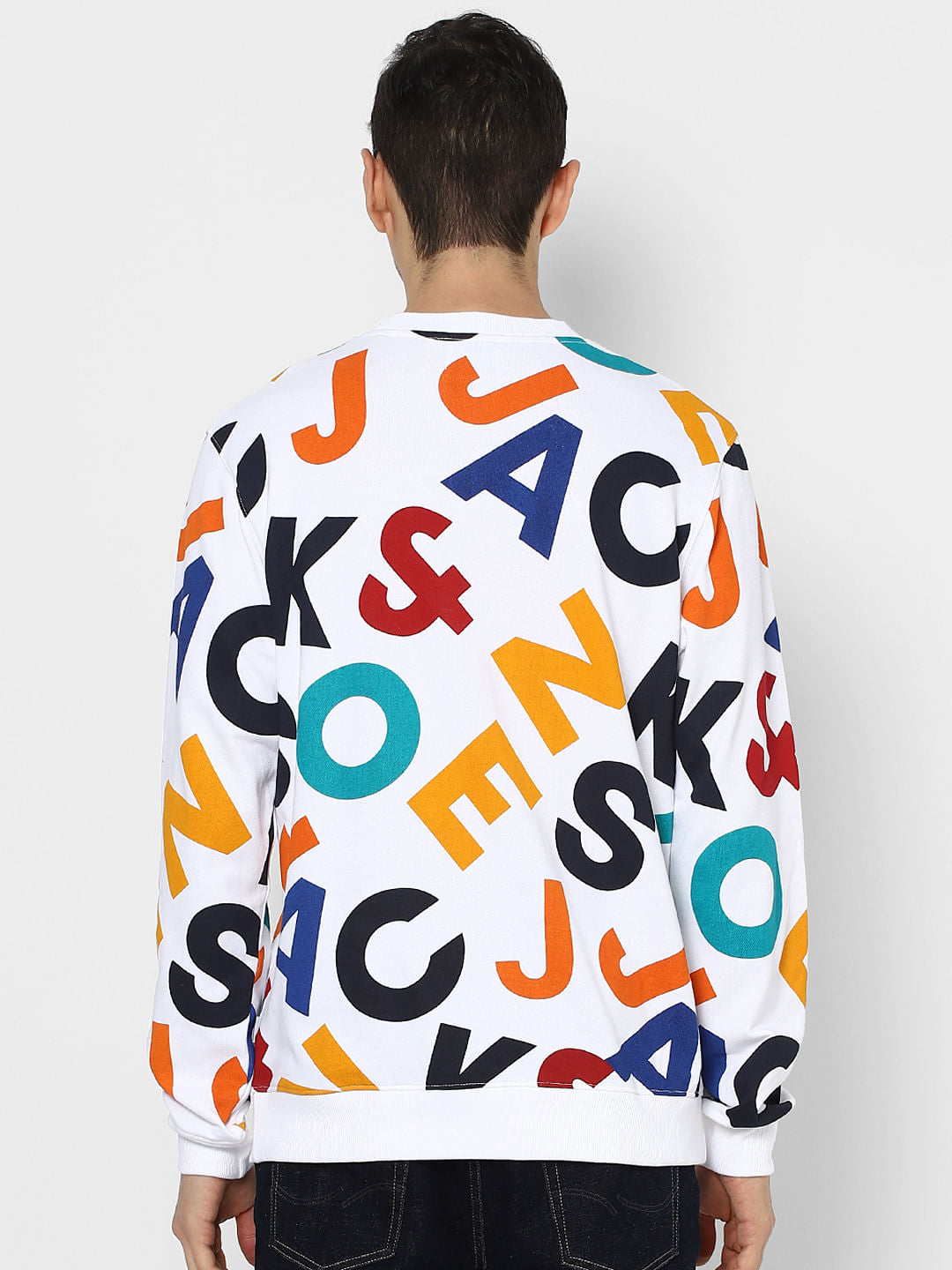White Applique Printed Sweatshirt