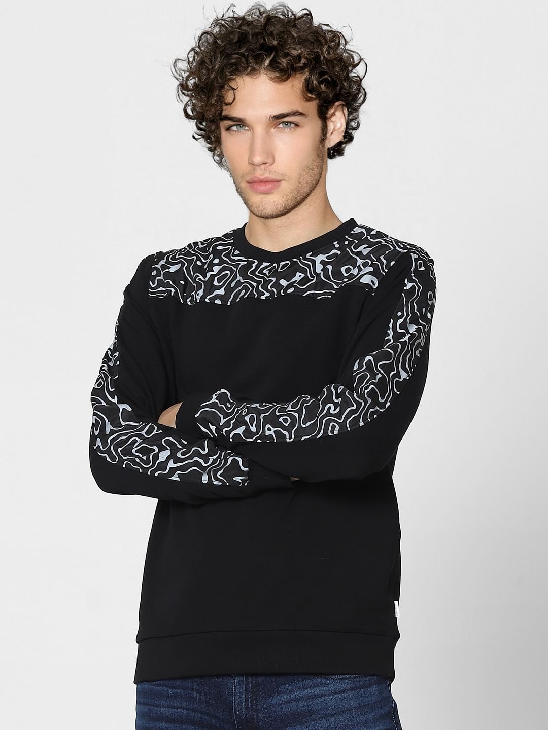 Black Printed Sweatshirt