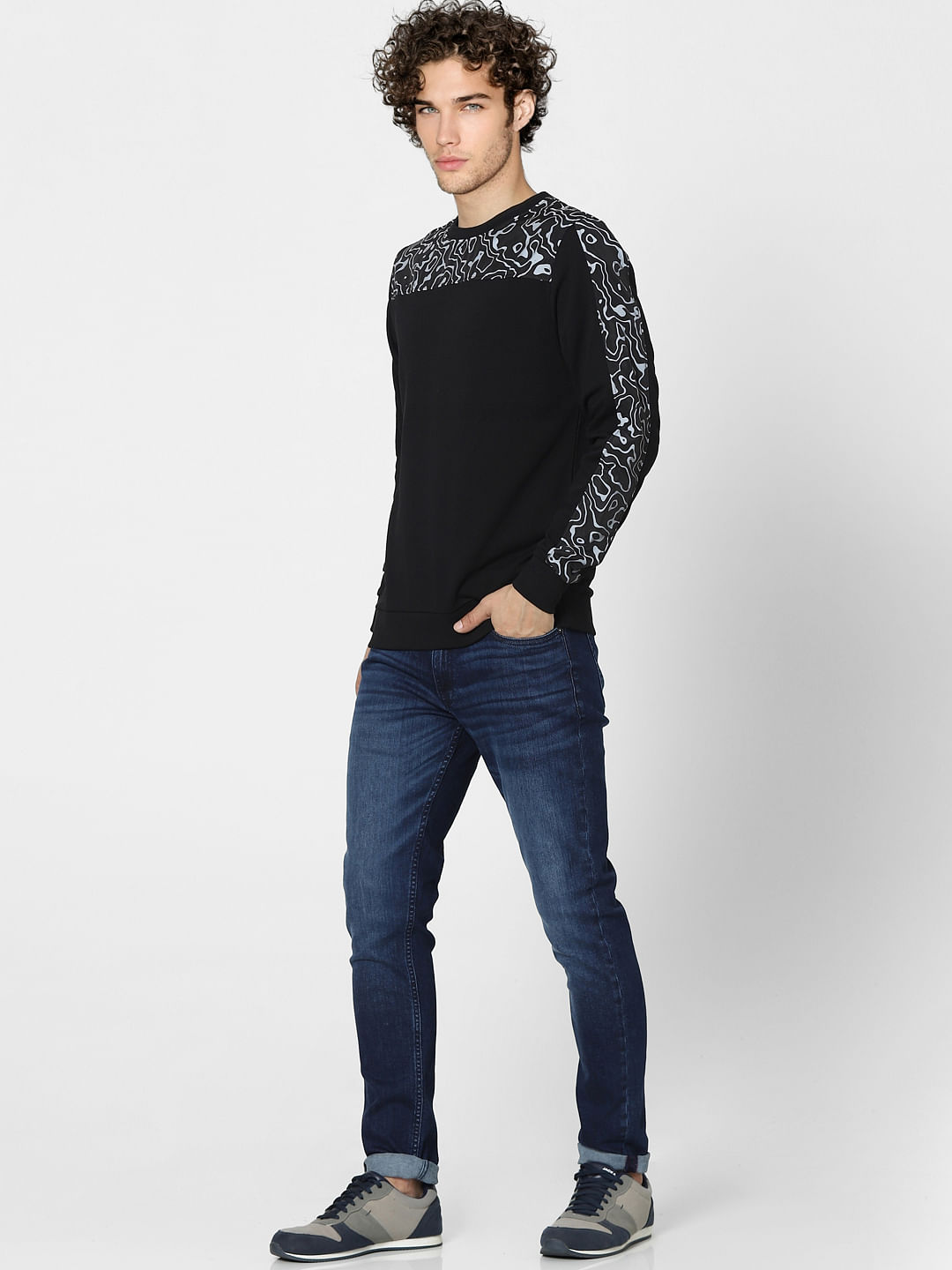 Black Printed Sweatshirt