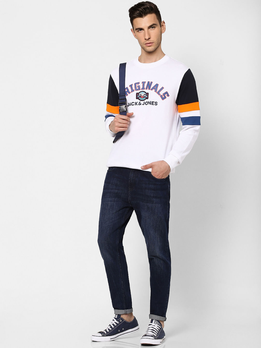 White Colourblocked Sweatshirt
