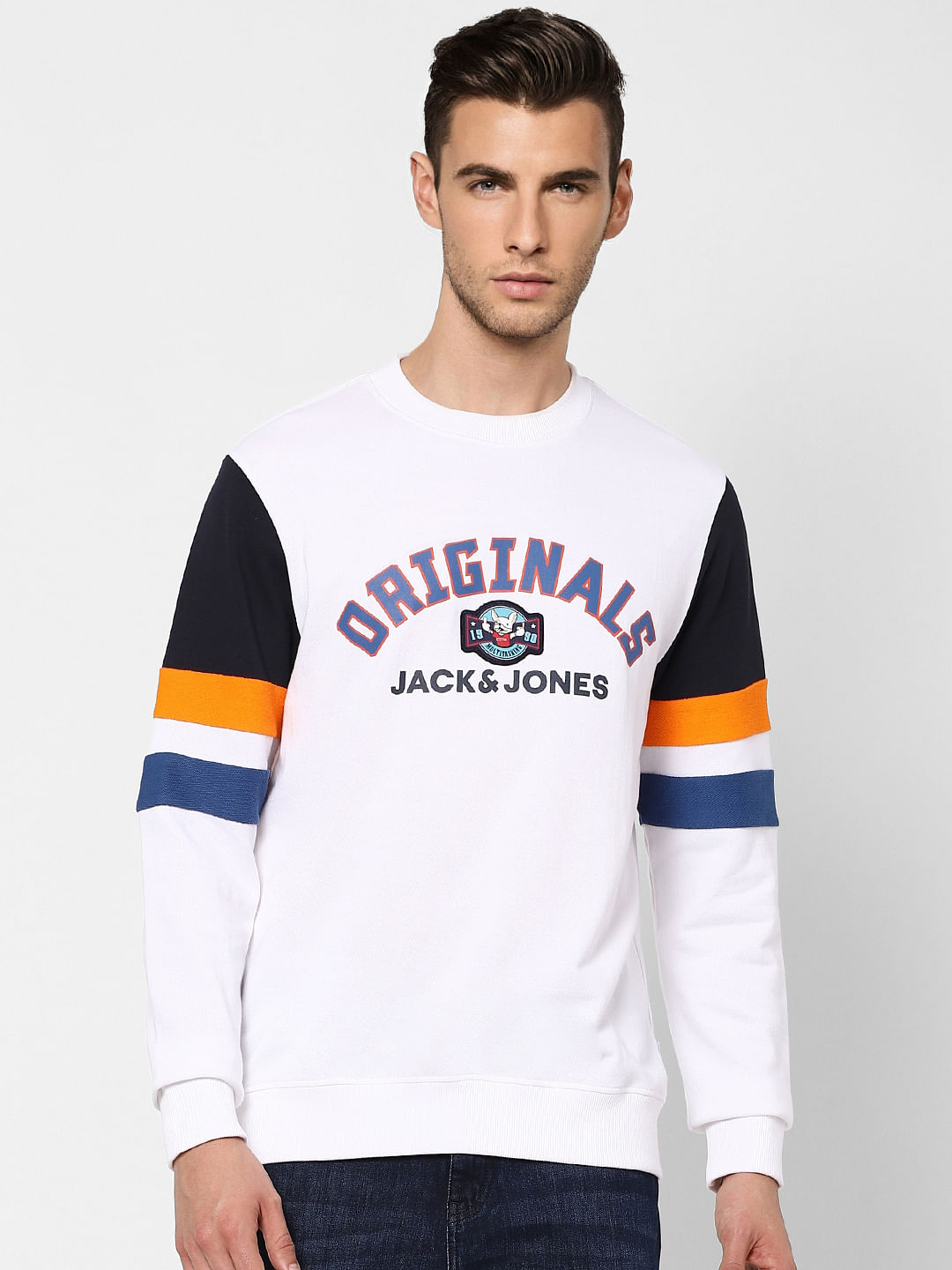 White Colourblocked Sweatshirt