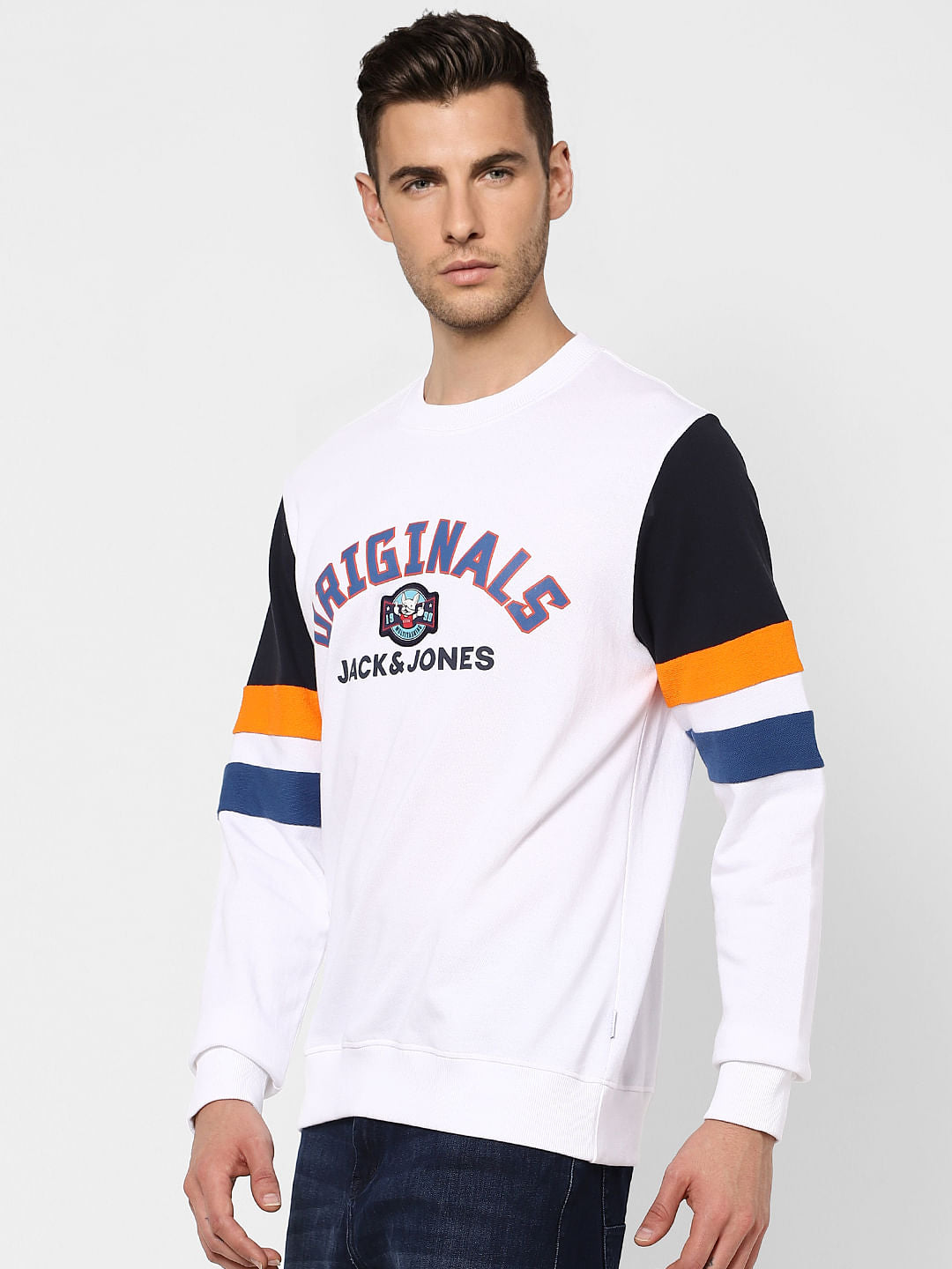 White Colourblocked Sweatshirt