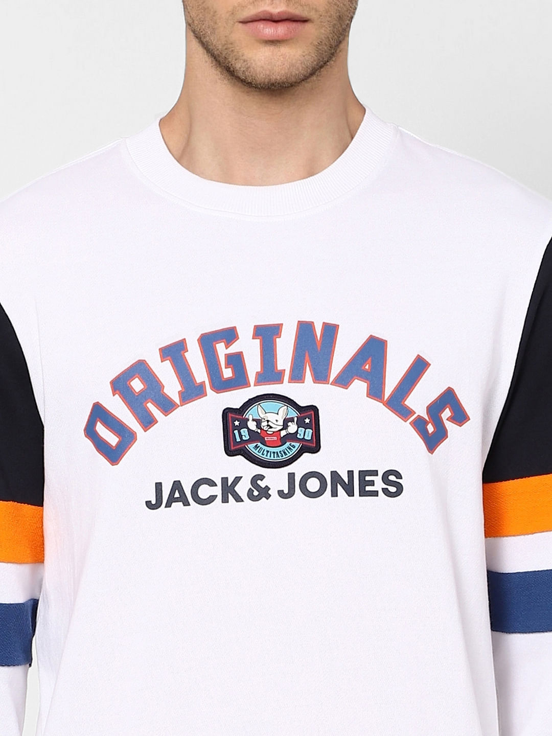 White Colourblocked Sweatshirt