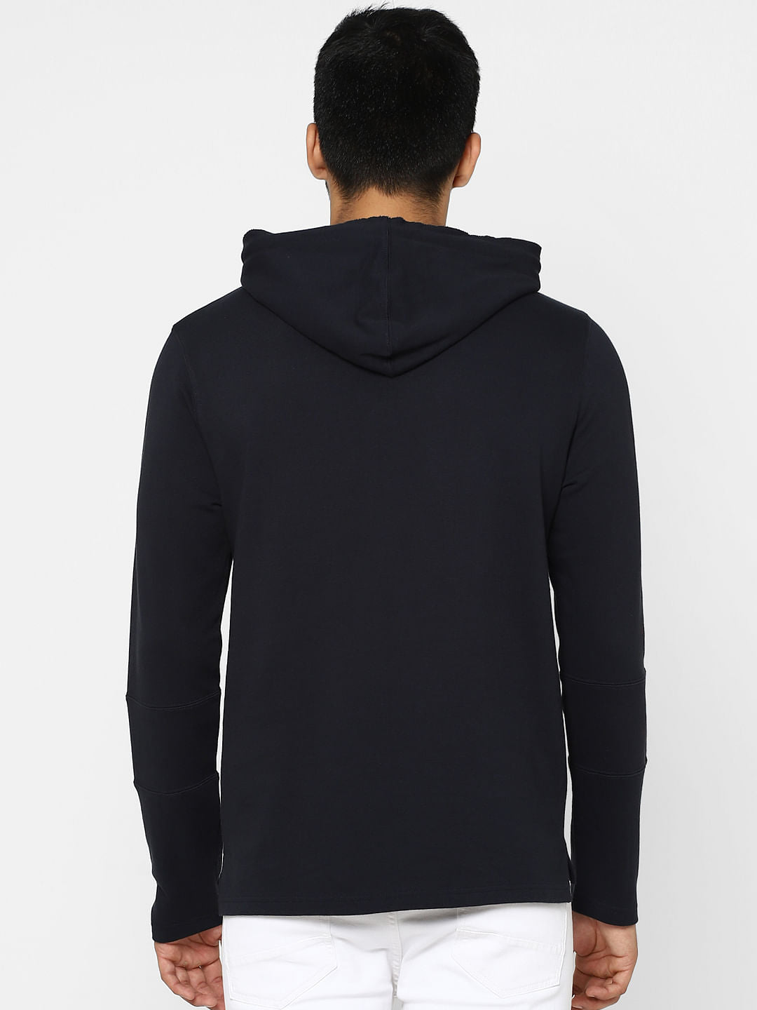 Blue Graphic Print Hooded Sweatshirt