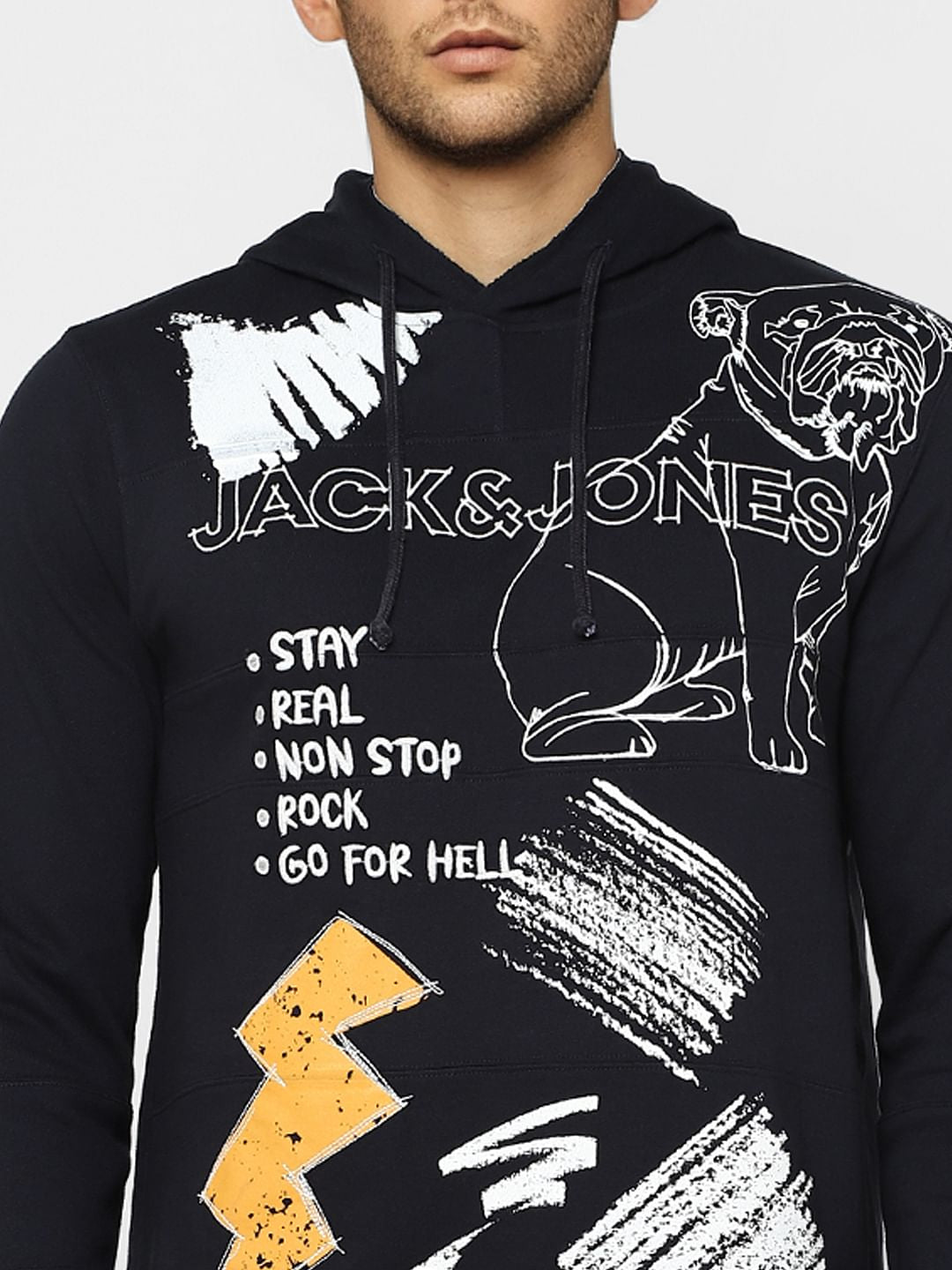 Blue Graphic Print Hooded Sweatshirt