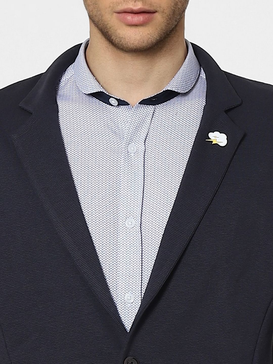 Blue Knit Formal Blazer