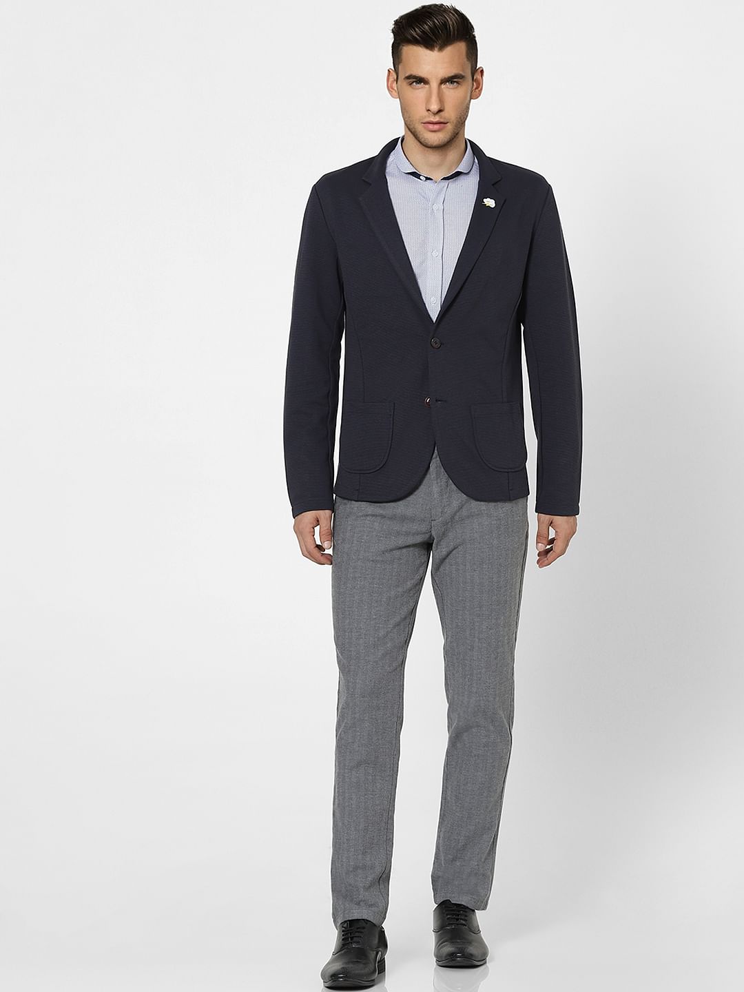 Blue Knit Formal Blazer