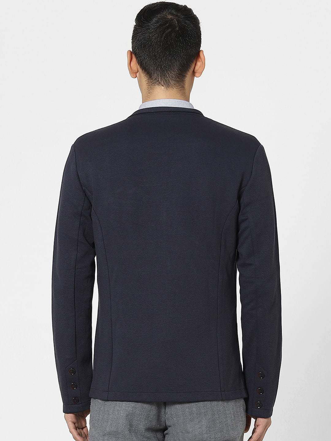 Navy Blue Knitted Blazer