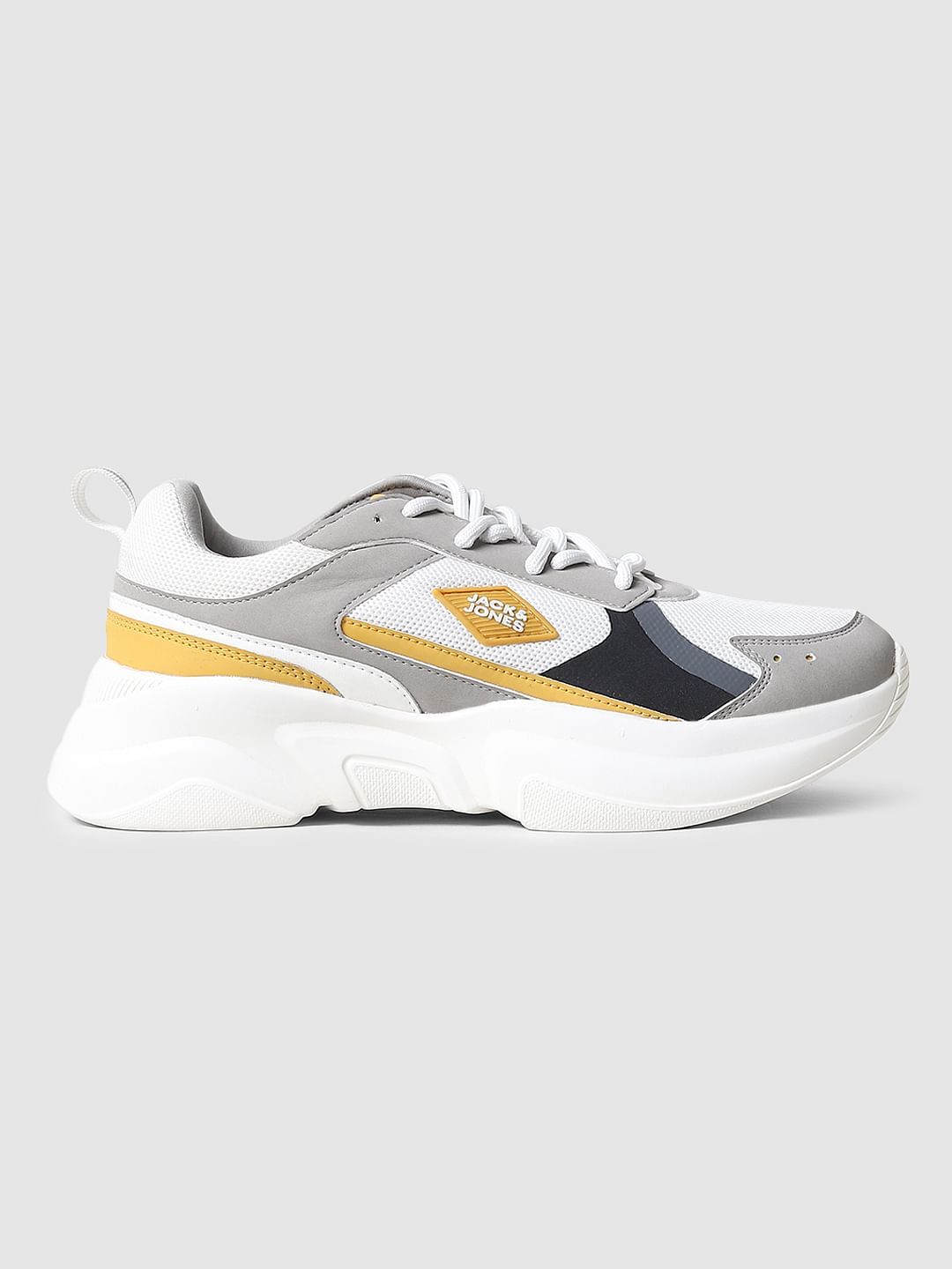 Grey & Mustard Colourblocked Sneakers