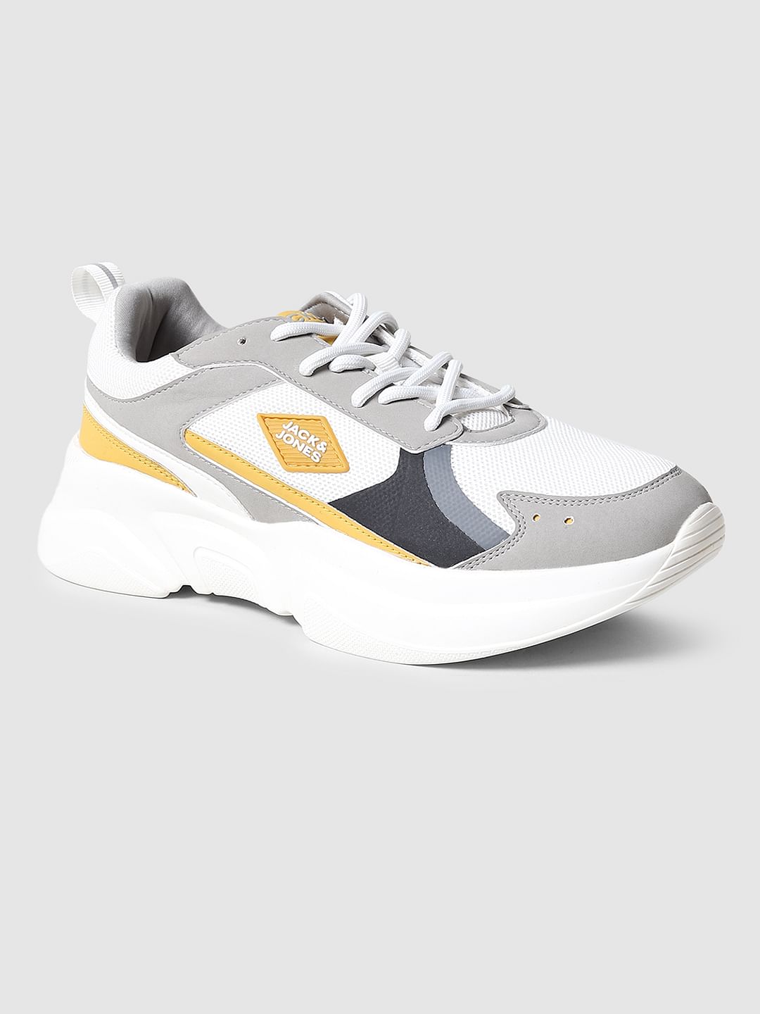 Grey & Mustard Colourblocked Sneakers