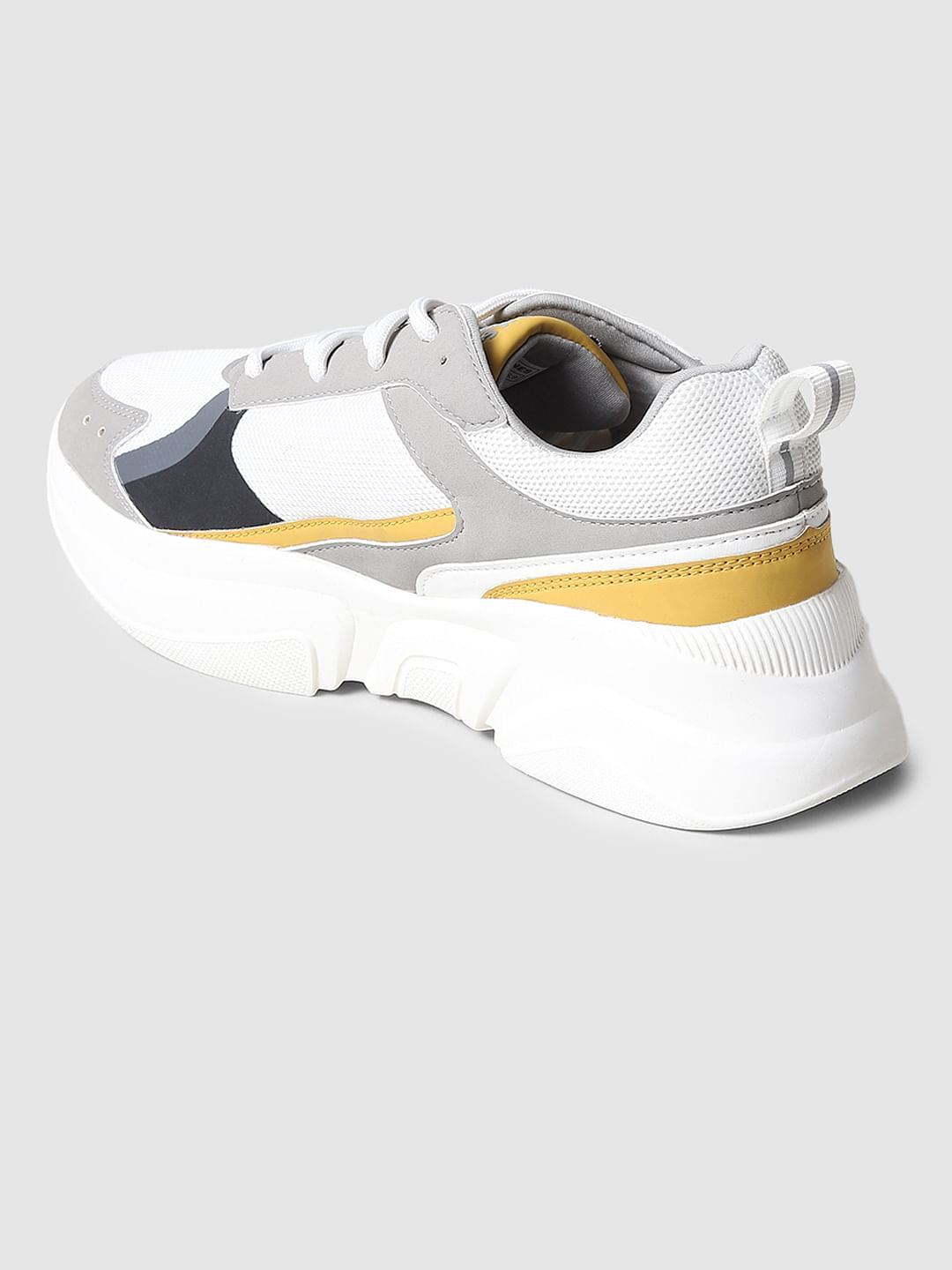 Grey & Mustard Colourblocked Sneakers