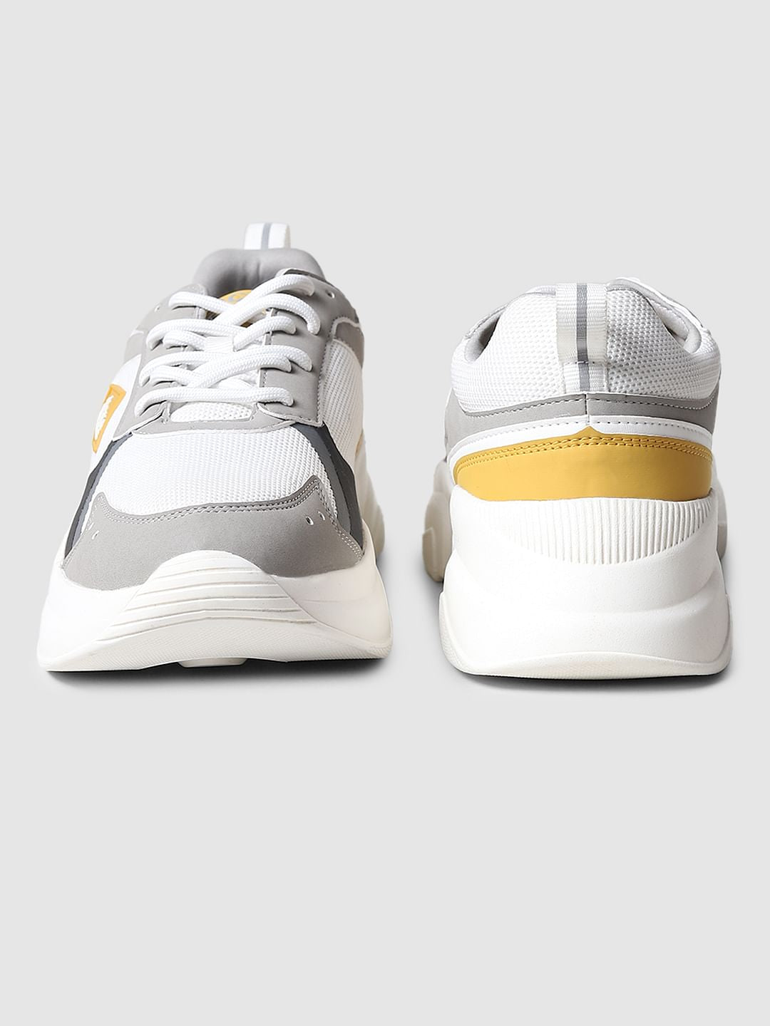 Grey & Mustard Colourblocked Sneakers