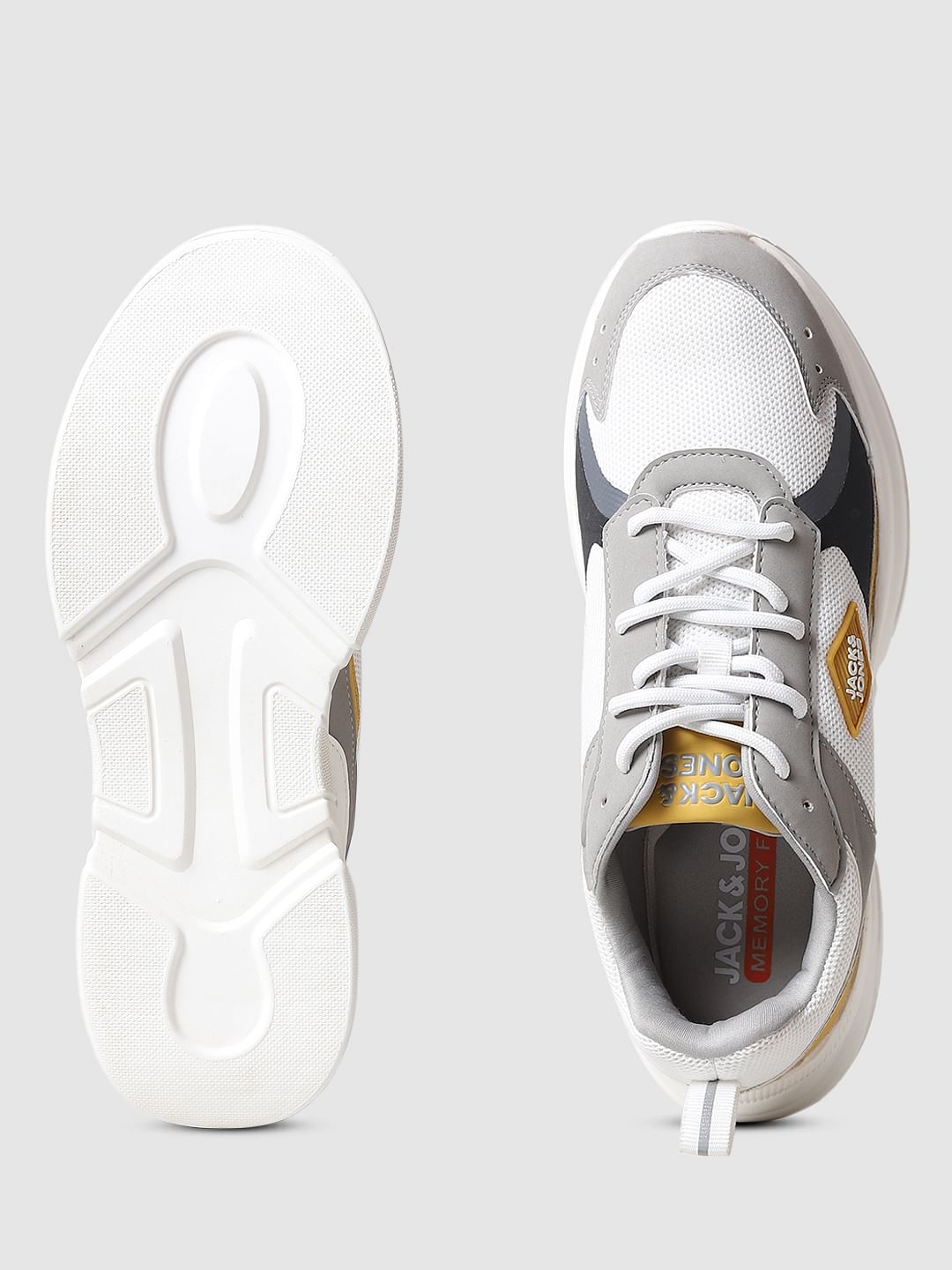 Grey & Mustard Colourblocked Sneakers
