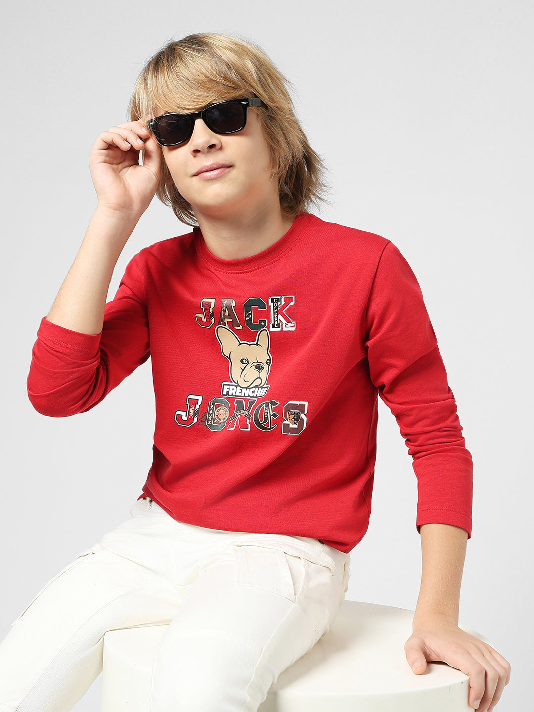 Boys Red Printed Cotton T-shirt - 4/5Y
