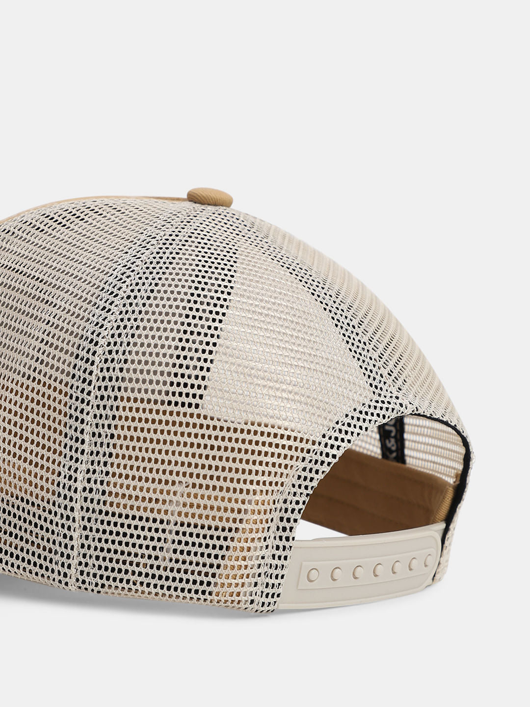 Beige Mesh Printed Baseball Cap