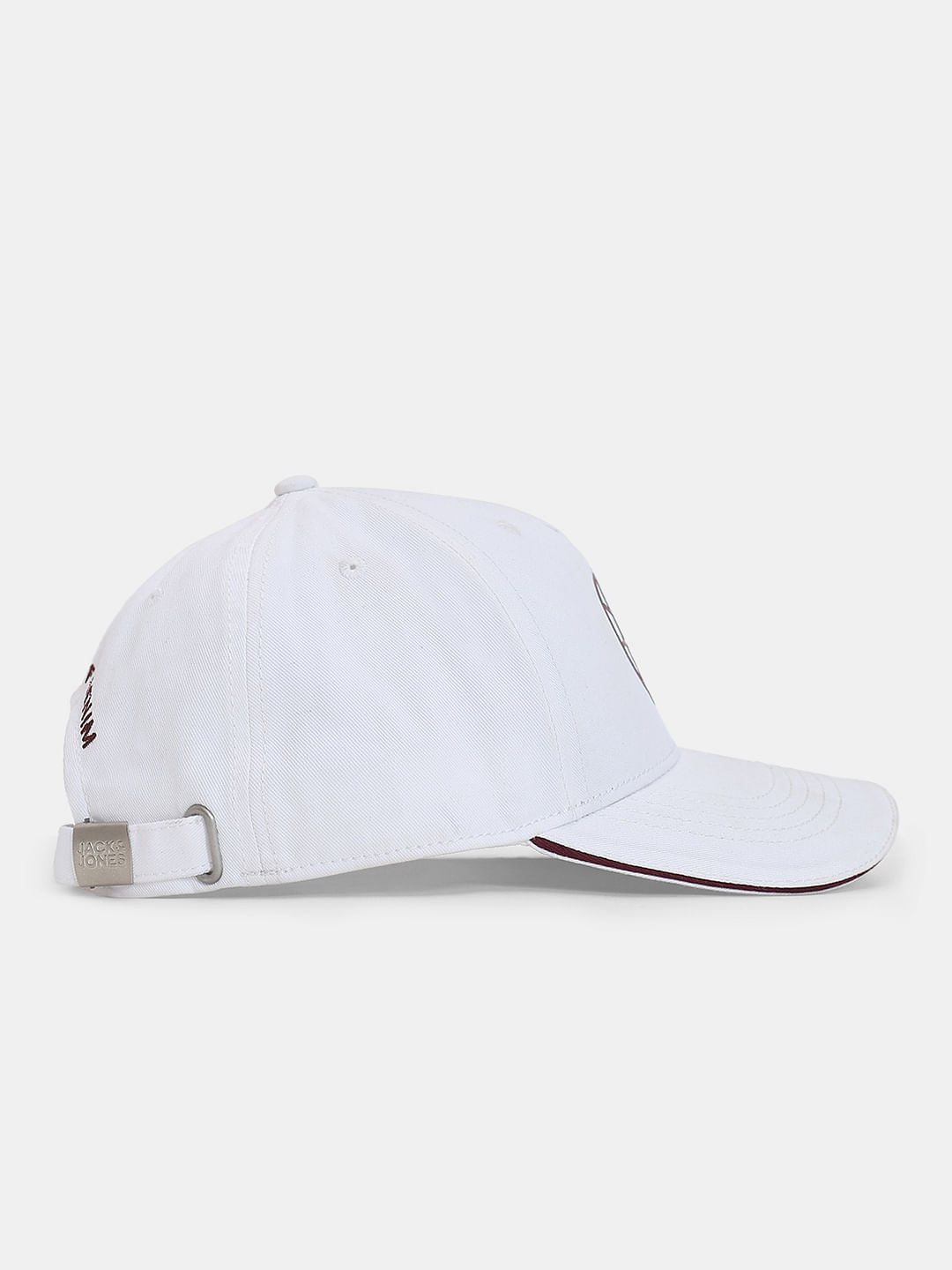 White Logo Print Baseball Cap